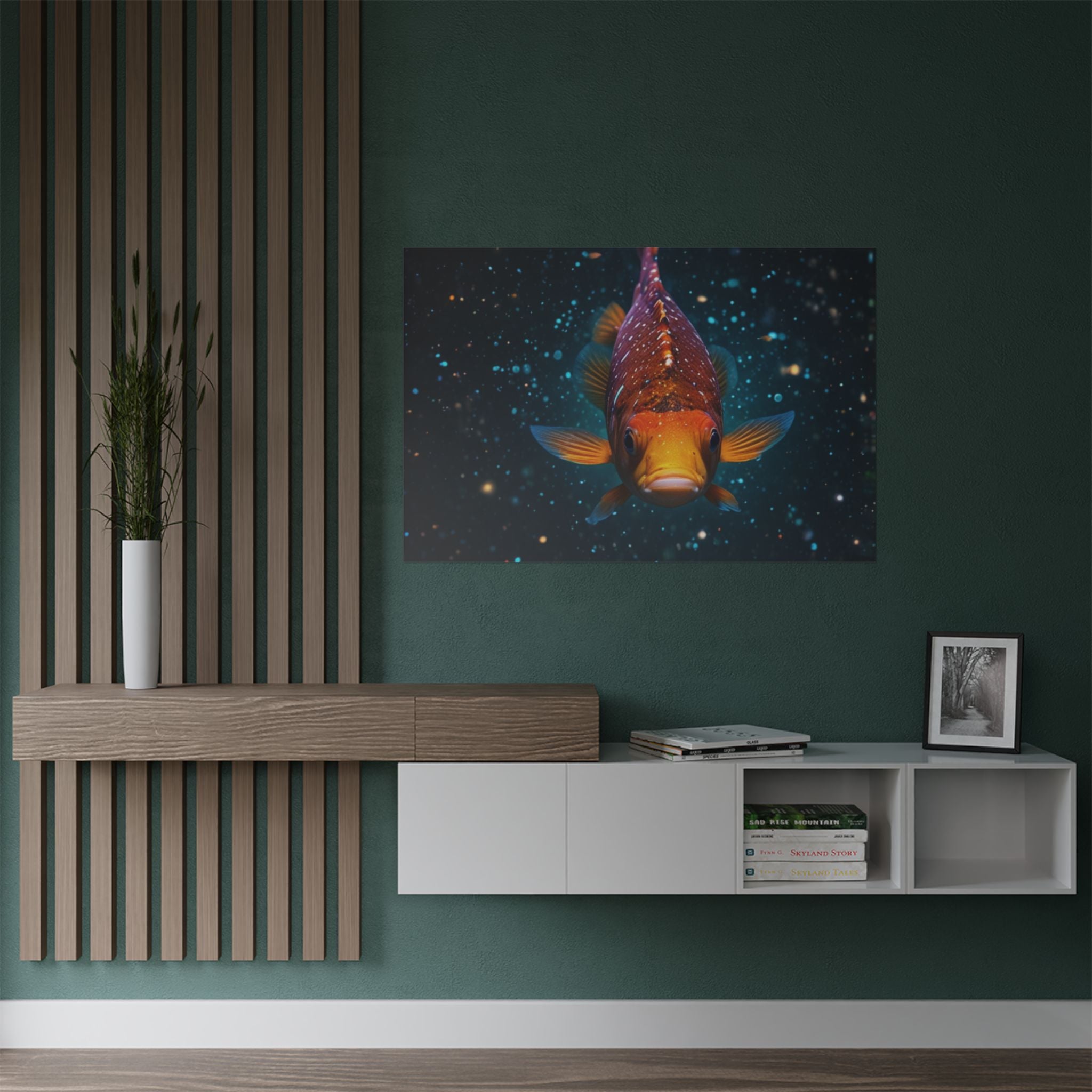 Koi Fish Satin Poster — Vibrant Underwater Galaxy Wall Art (300gsm)