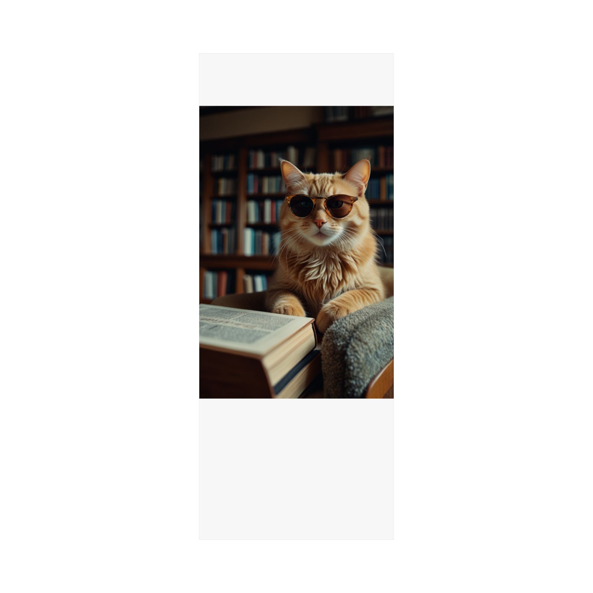 Cool Cat Reading Poster — Retro Sunglasses Cat Art Print (Satin Poster)