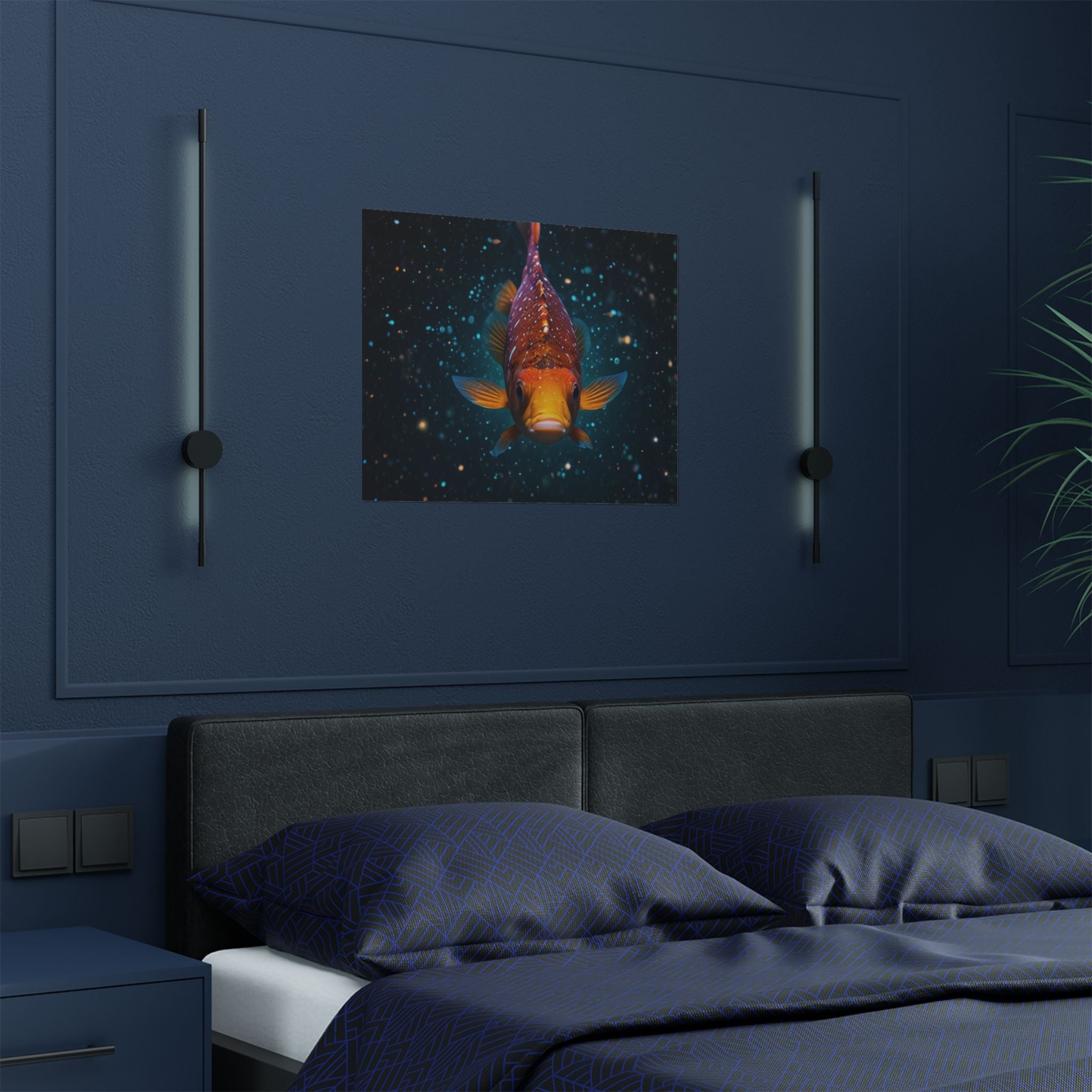Koi Fish Satin Poster — Vibrant Underwater Galaxy Wall Art (300gsm)