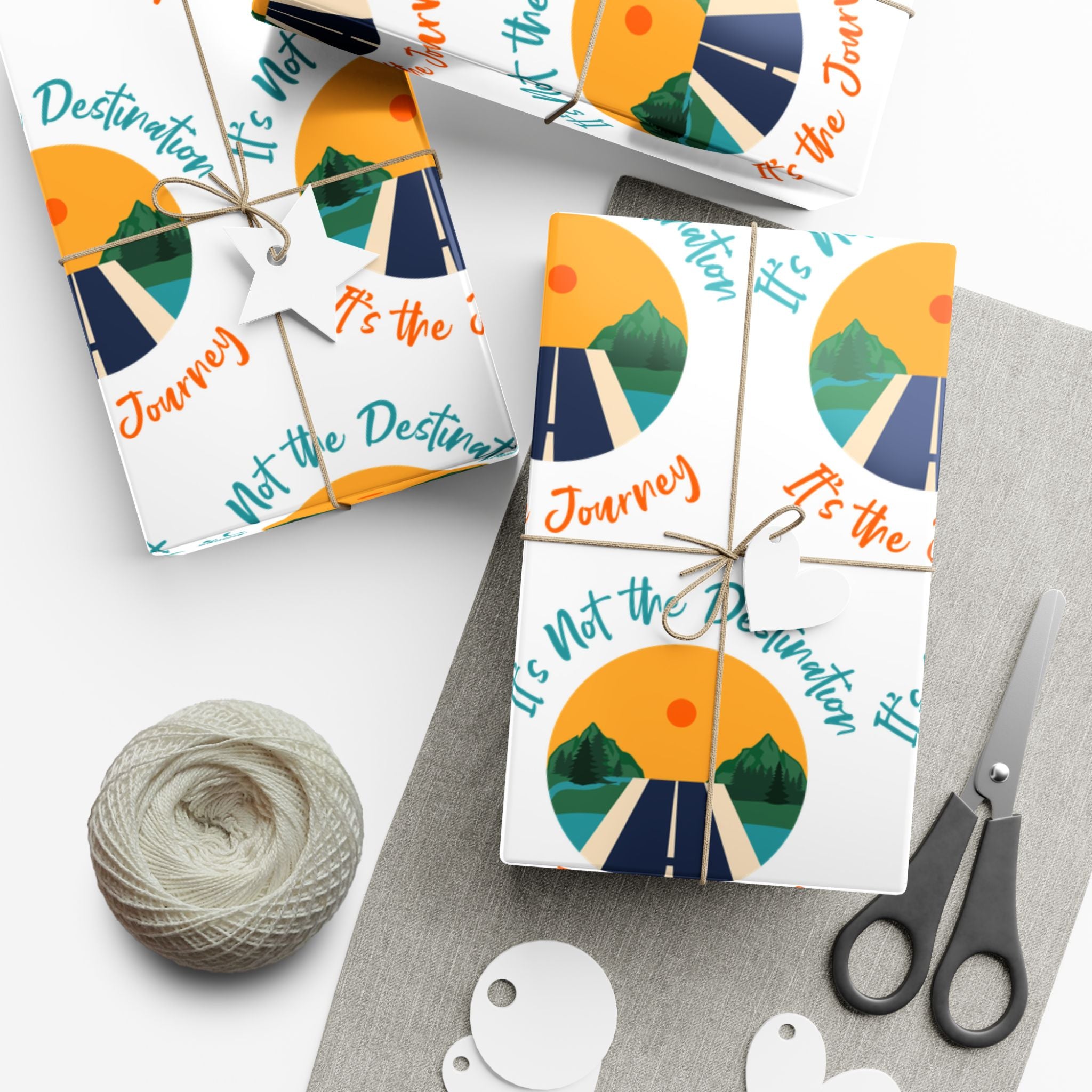 Gift Wrap Paper — 'It's Not the Destination, It's the Journey' Circular Sunshine Pattern