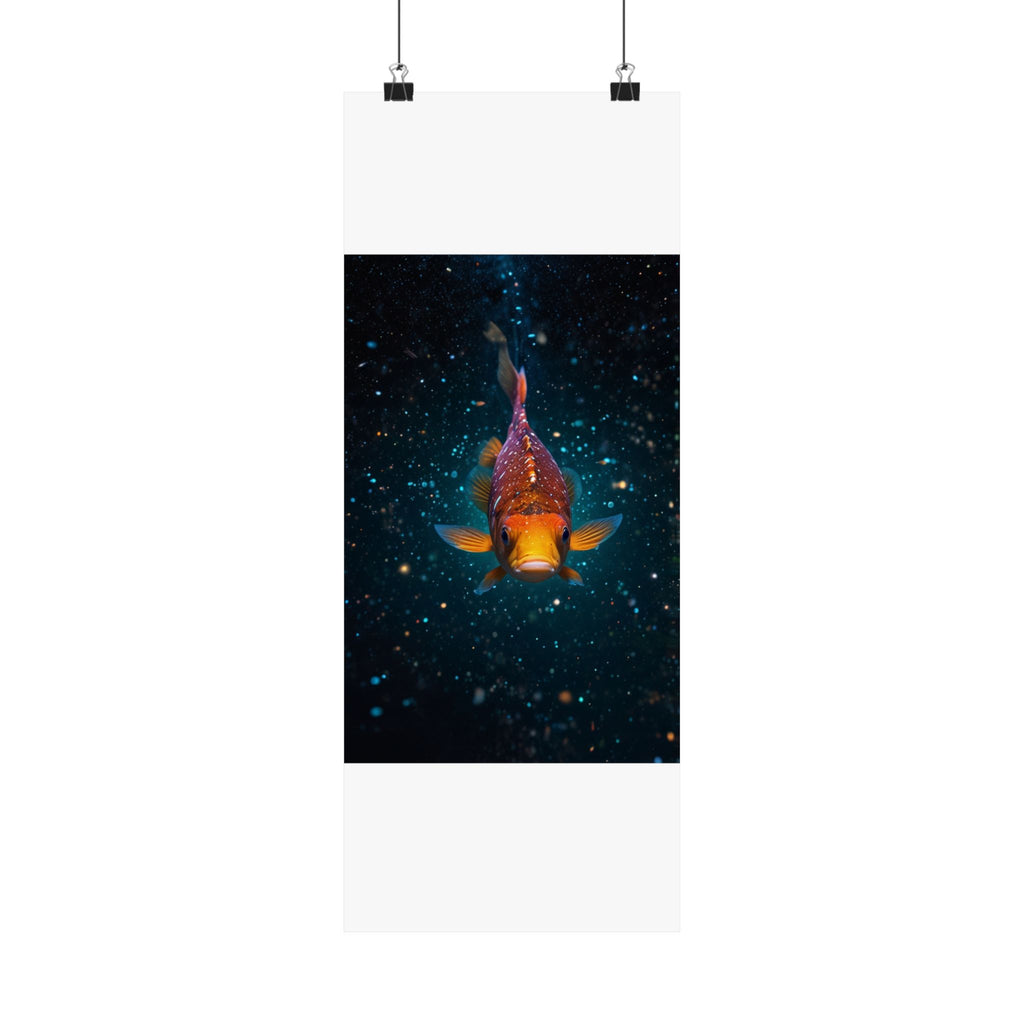 Koi Fish Satin Poster — Vibrant Underwater Galaxy Wall Art (300gsm)