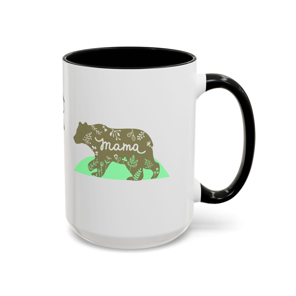 Mama Bear Accent Coffee Mug – Floral Bear Design, Mama Bear Gift (11/15 oz)