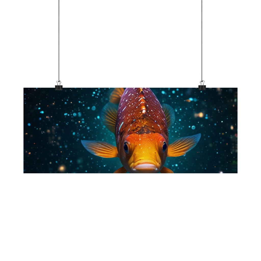 Koi Fish Satin Poster — Vibrant Underwater Galaxy Wall Art (300gsm)