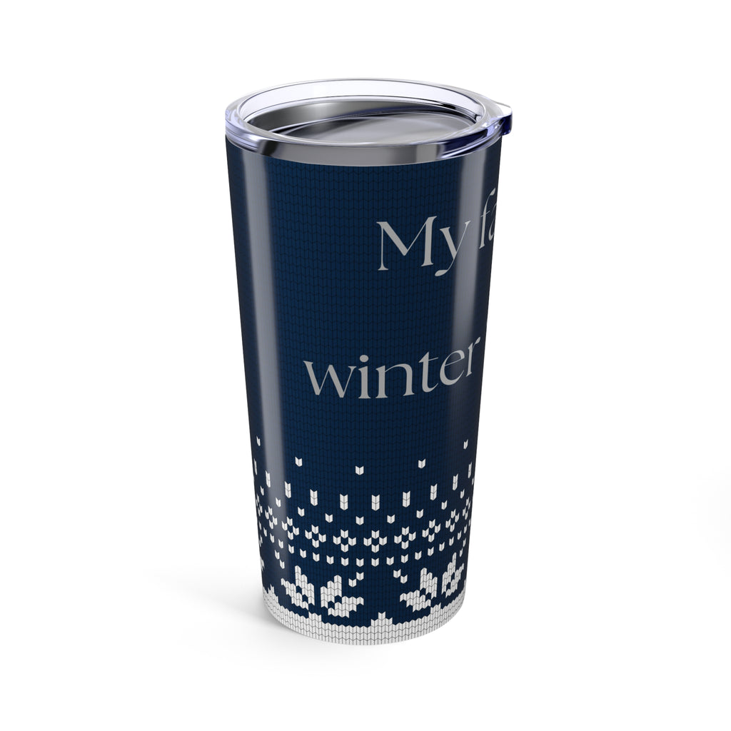 20oz Tumbler - 'My Favorite Sweater' Navy Holiday Knit Insulated Travel Cup