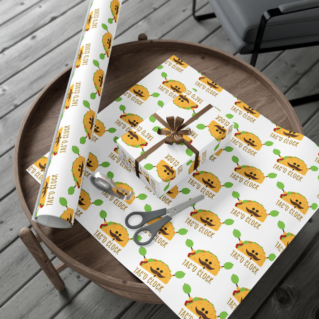 Taco Clock Gift Wrap Paper – Funny Taco Pattern Wrapping Paper for Fiesta, Holidays & Taco Nights!