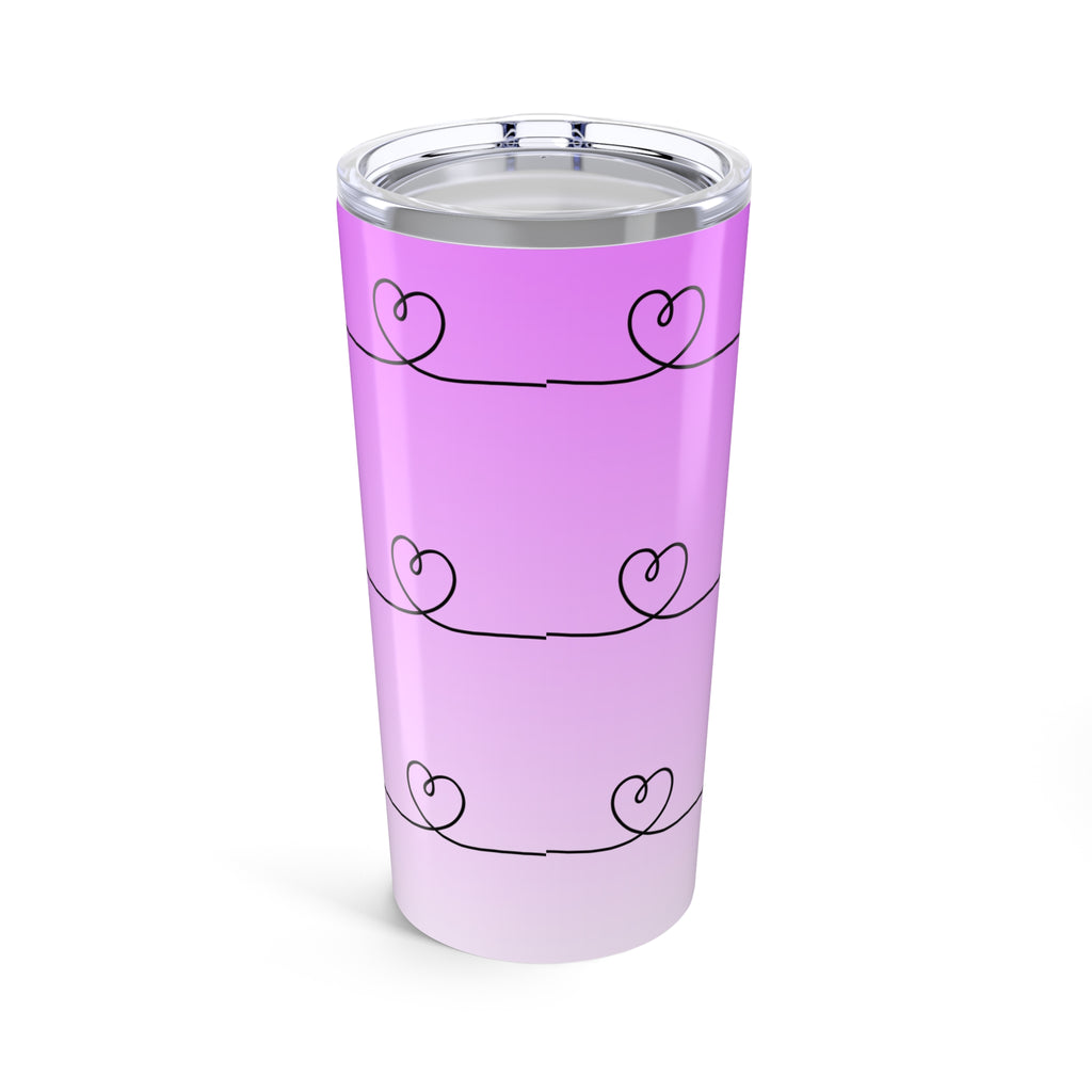 Love You Pink Gradient 20oz Tumbler — Heart Line Stainless Travel Mug