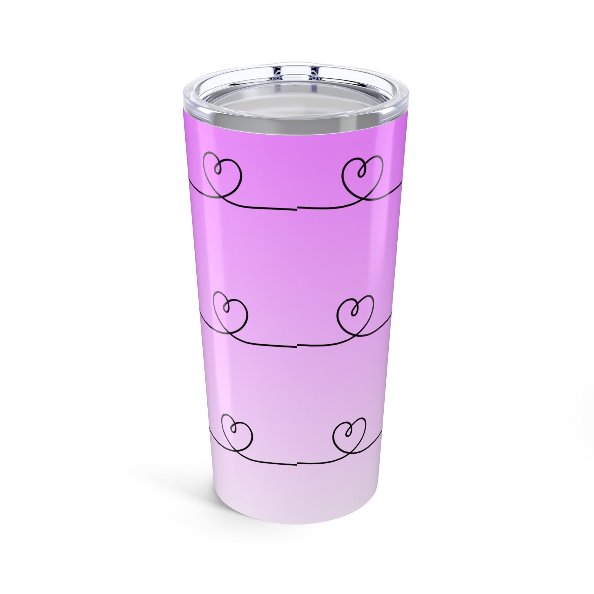 Love You Pink Gradient 20oz Tumbler — Heart Line Stainless Travel Mug