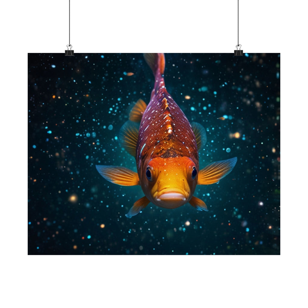 Koi Fish Satin Poster — Vibrant Underwater Galaxy Wall Art (300gsm)