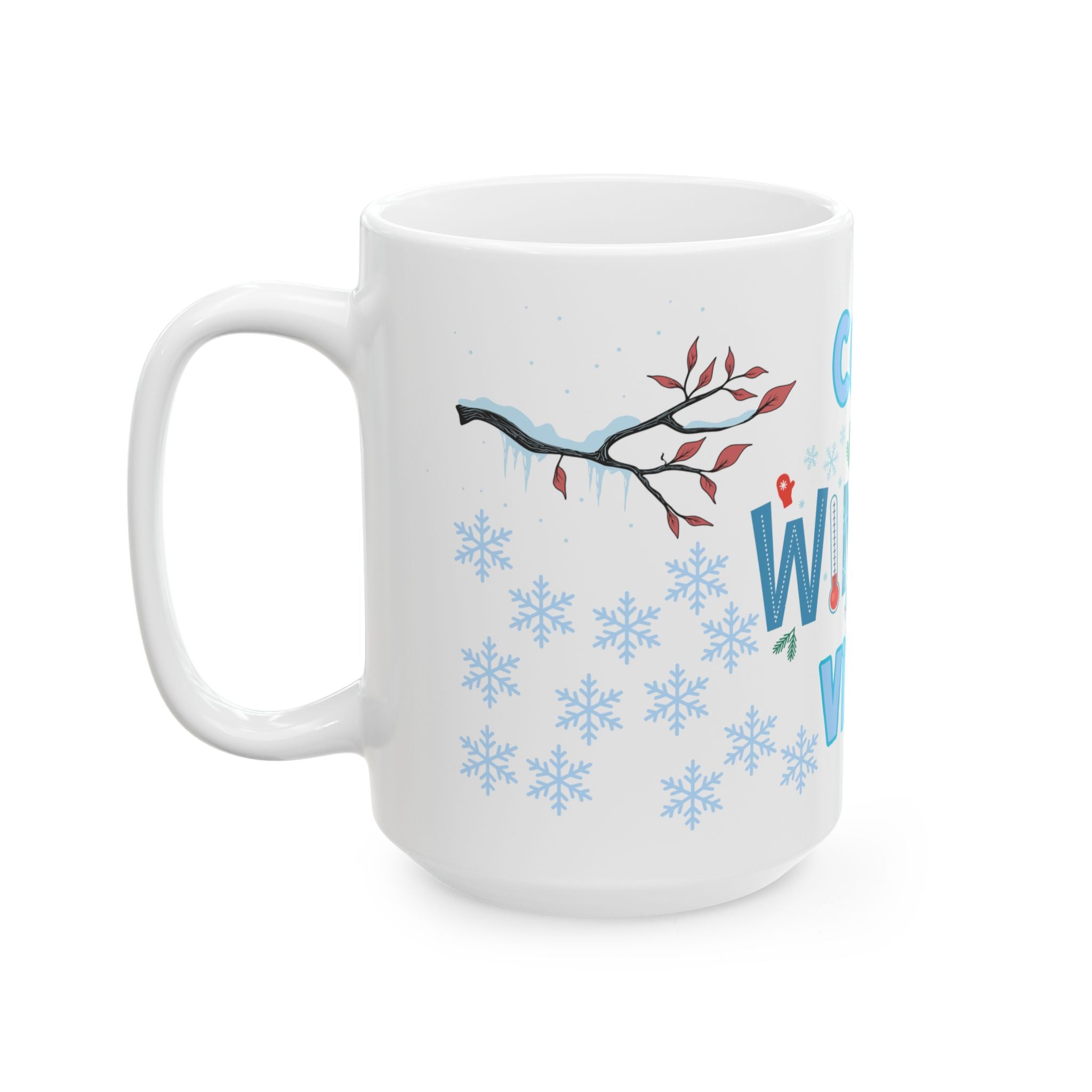 Cozy Winter Vibes Ceramic Mug — Holiday Snowflake Coffee Cup (11oz/15oz)