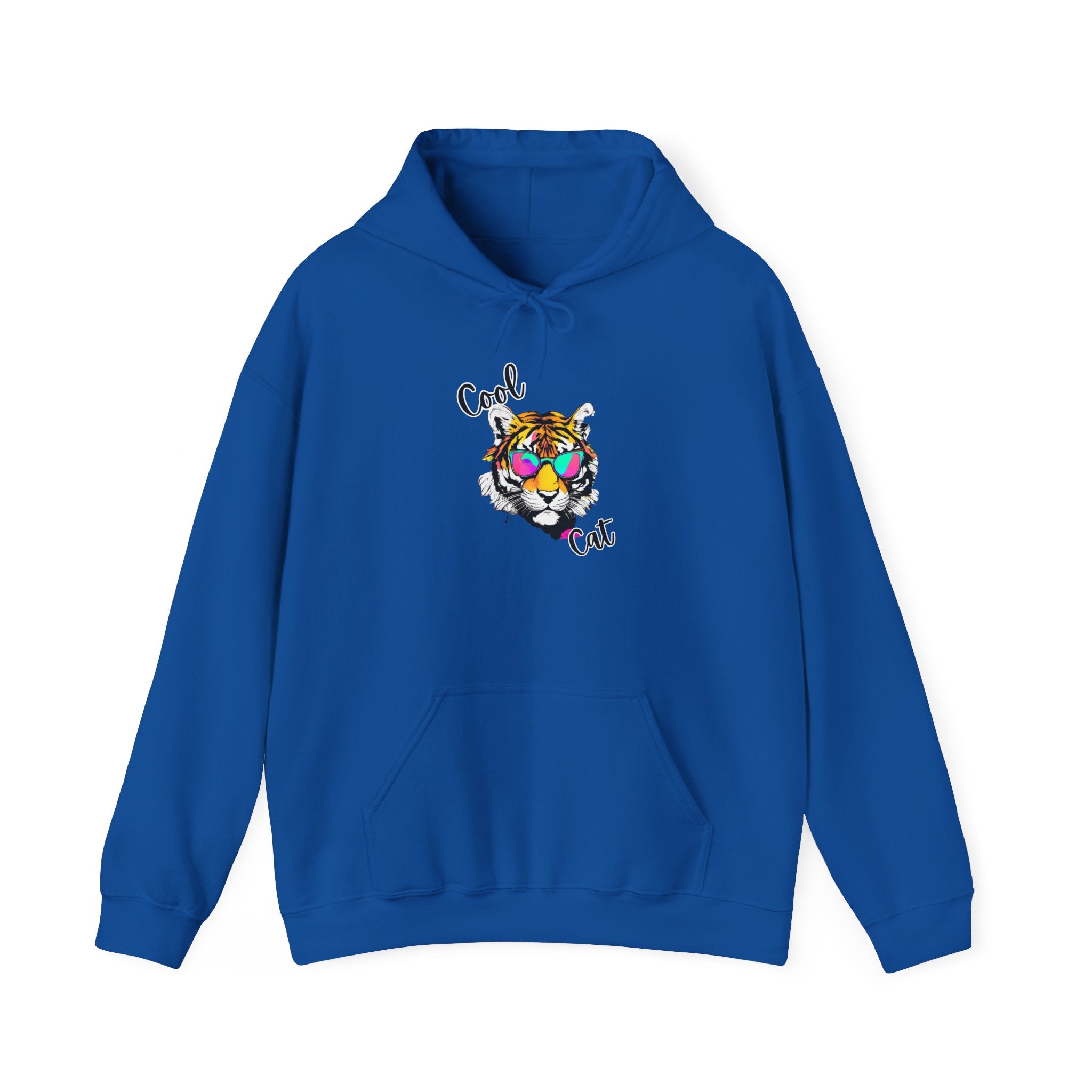 Cool Cat Hoodie — Colorful Sunglasses Tiger Graphic Sweatshirt
