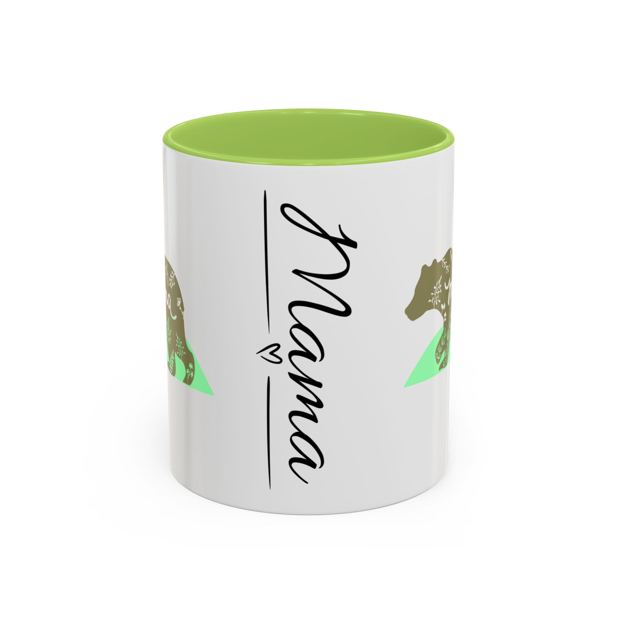 Mama Bear Accent Coffee Mug – Floral Bear Design, Mama Bear Gift (11/15 oz)