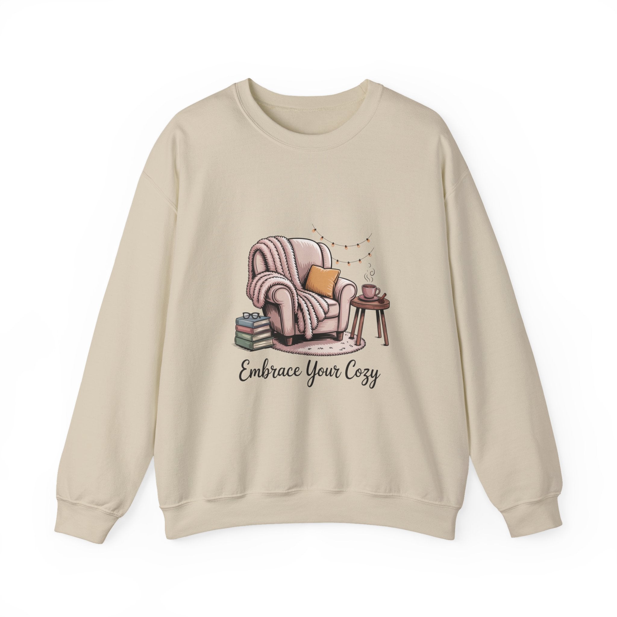 Cozy Reading Chair Sweatshirt — "Embrace Your Cozy" Crewneck