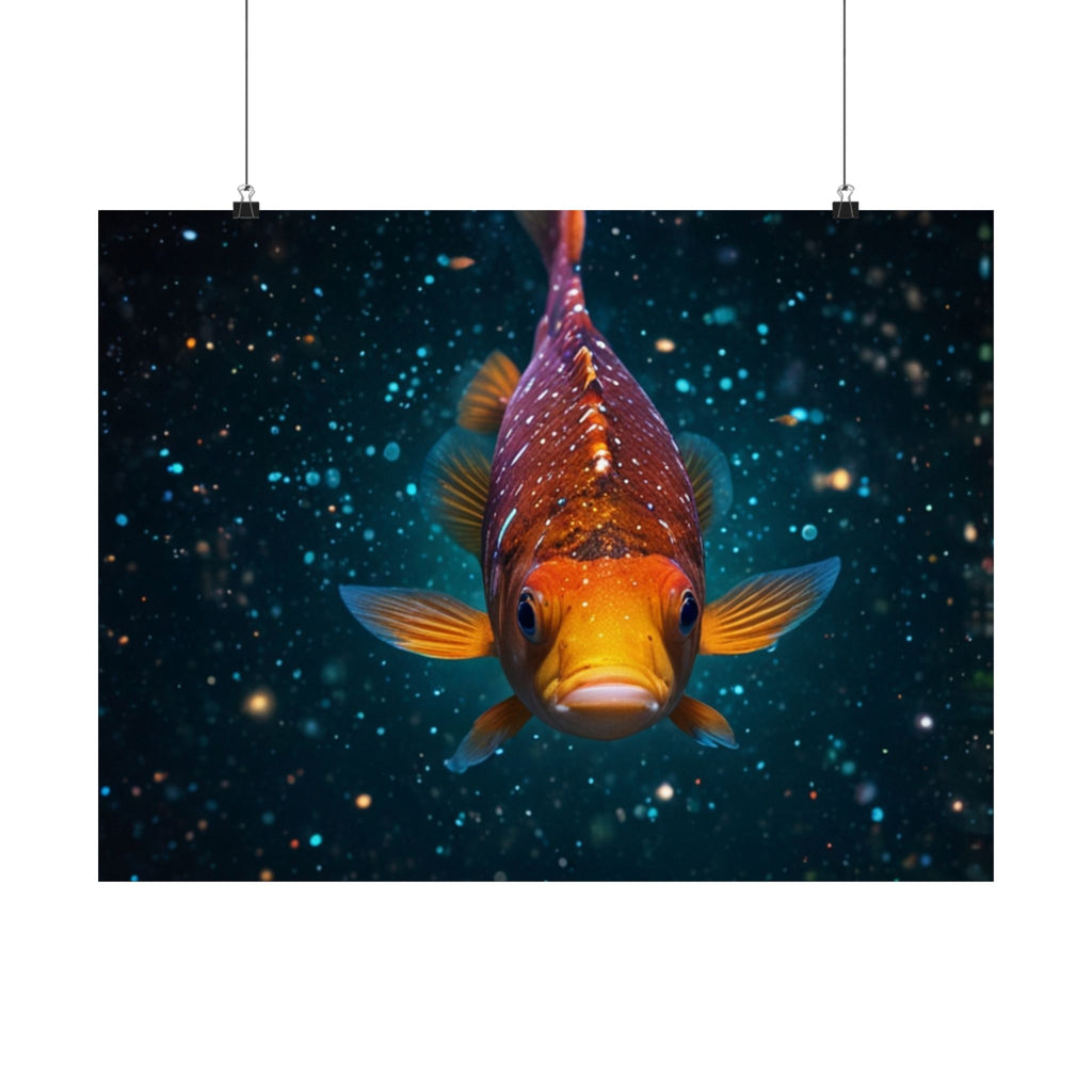 Koi Fish Satin Poster — Vibrant Underwater Galaxy Wall Art (300gsm)