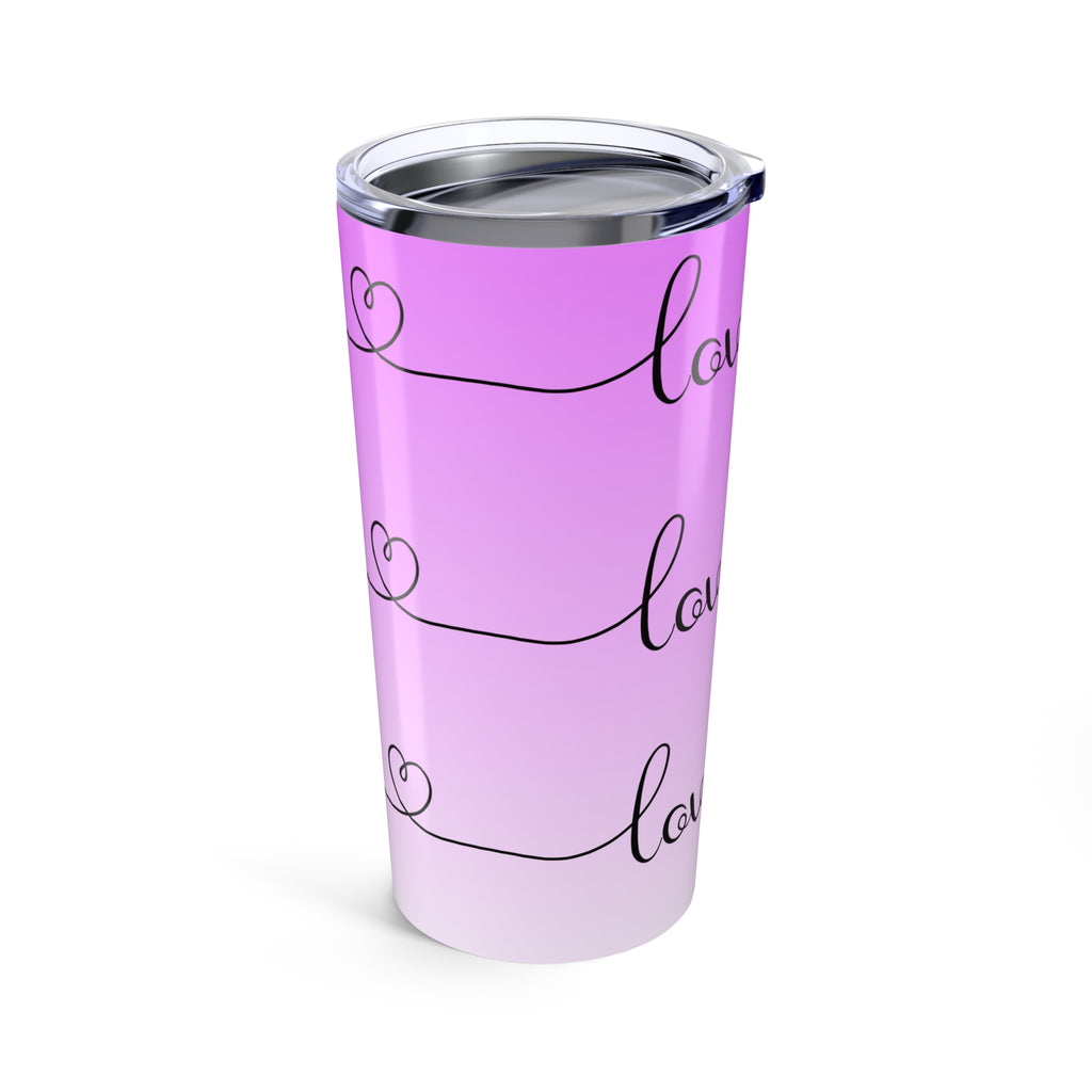 Love You Pink Gradient 20oz Tumbler — Heart Line Stainless Travel Mug