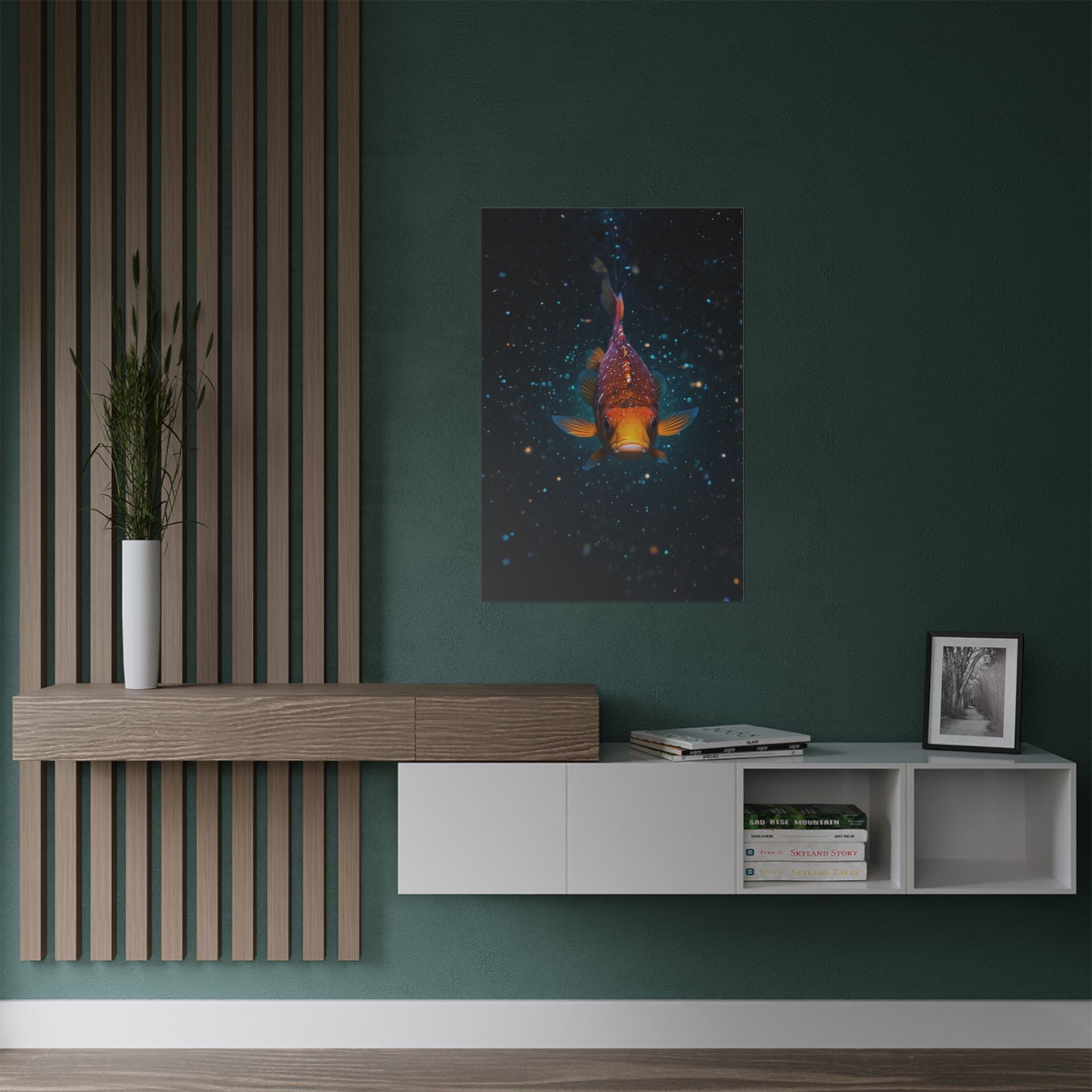 Koi Fish Satin Poster — Vibrant Underwater Galaxy Wall Art (300gsm)