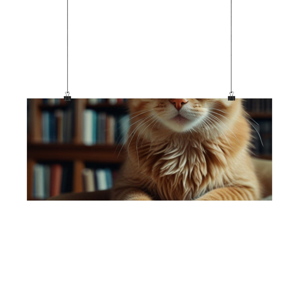 Cool Cat Reading Poster — Retro Sunglasses Cat Art Print (Satin Poster)