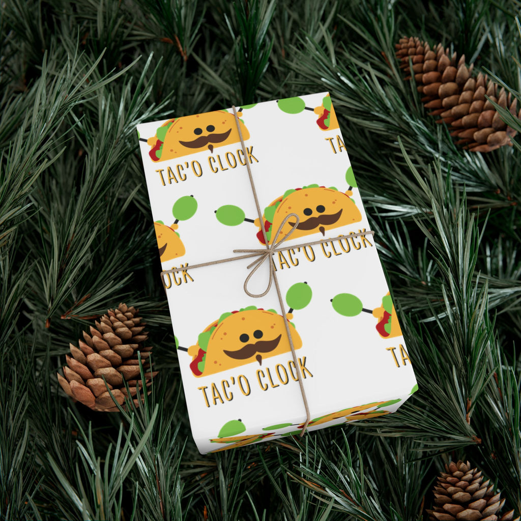 Taco Clock Gift Wrap Paper – Funny Taco Pattern Wrapping Paper for Fiesta, Holidays & Taco Nights!