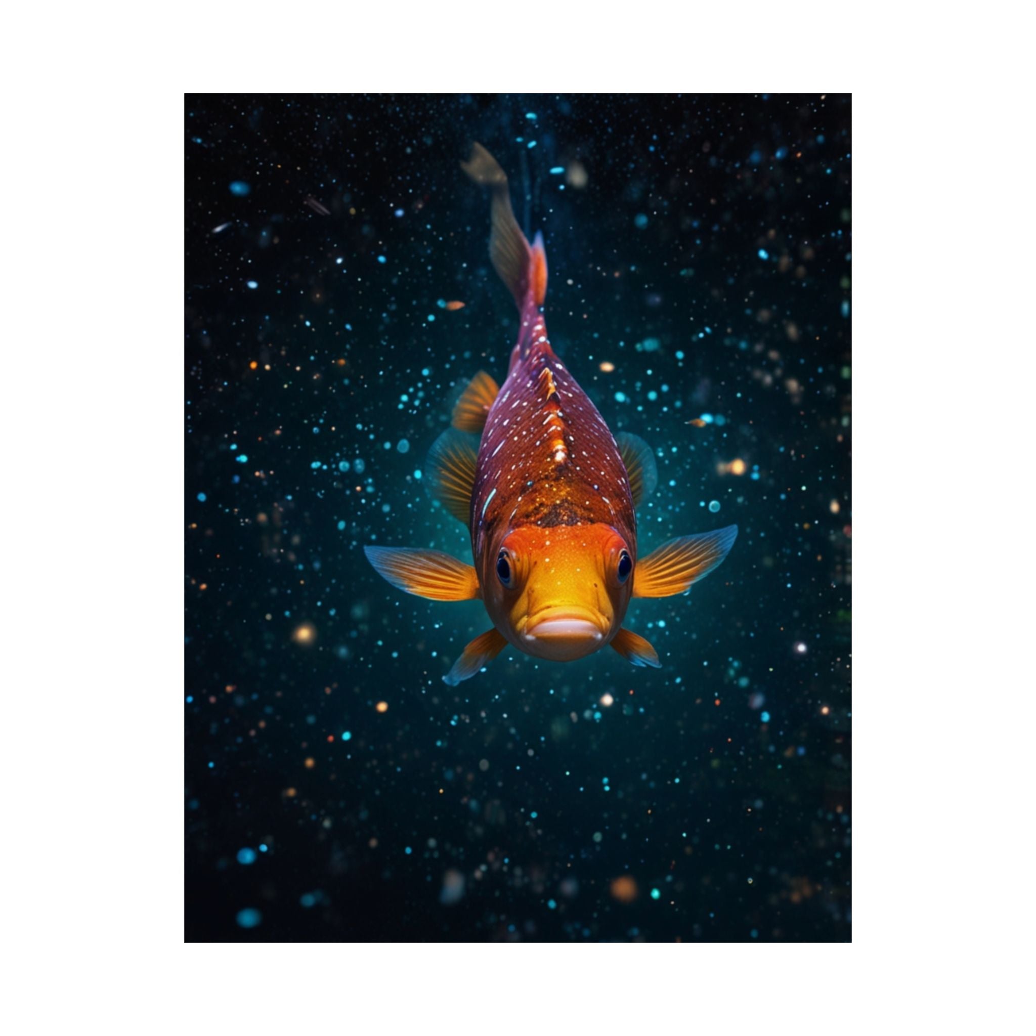 Koi Fish Satin Poster — Vibrant Underwater Galaxy Wall Art (300gsm)