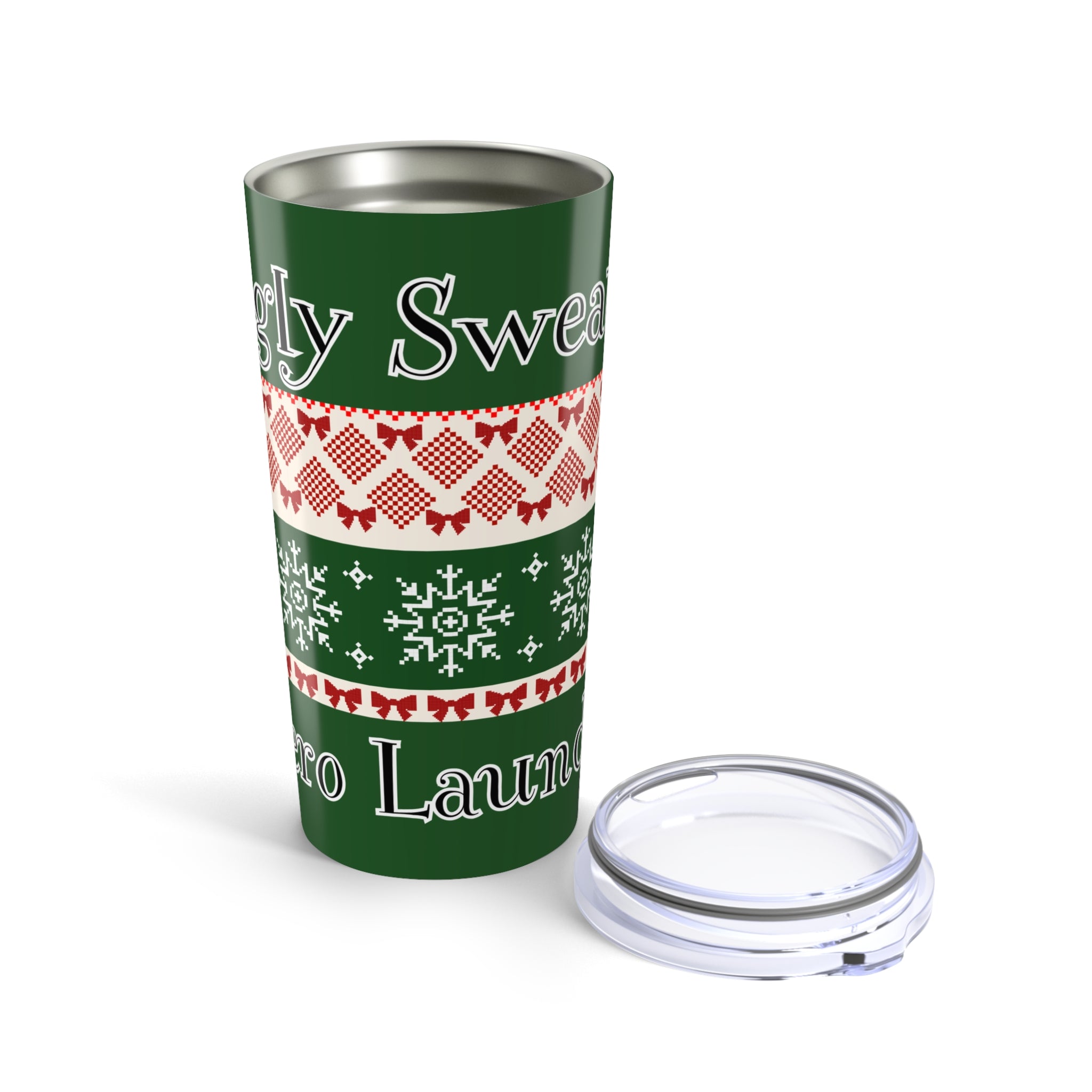 Copy of 20oz Holiday Knit Pattern Tumbler — Funny 'Ugly Sweater, No laundry' Travel Cup