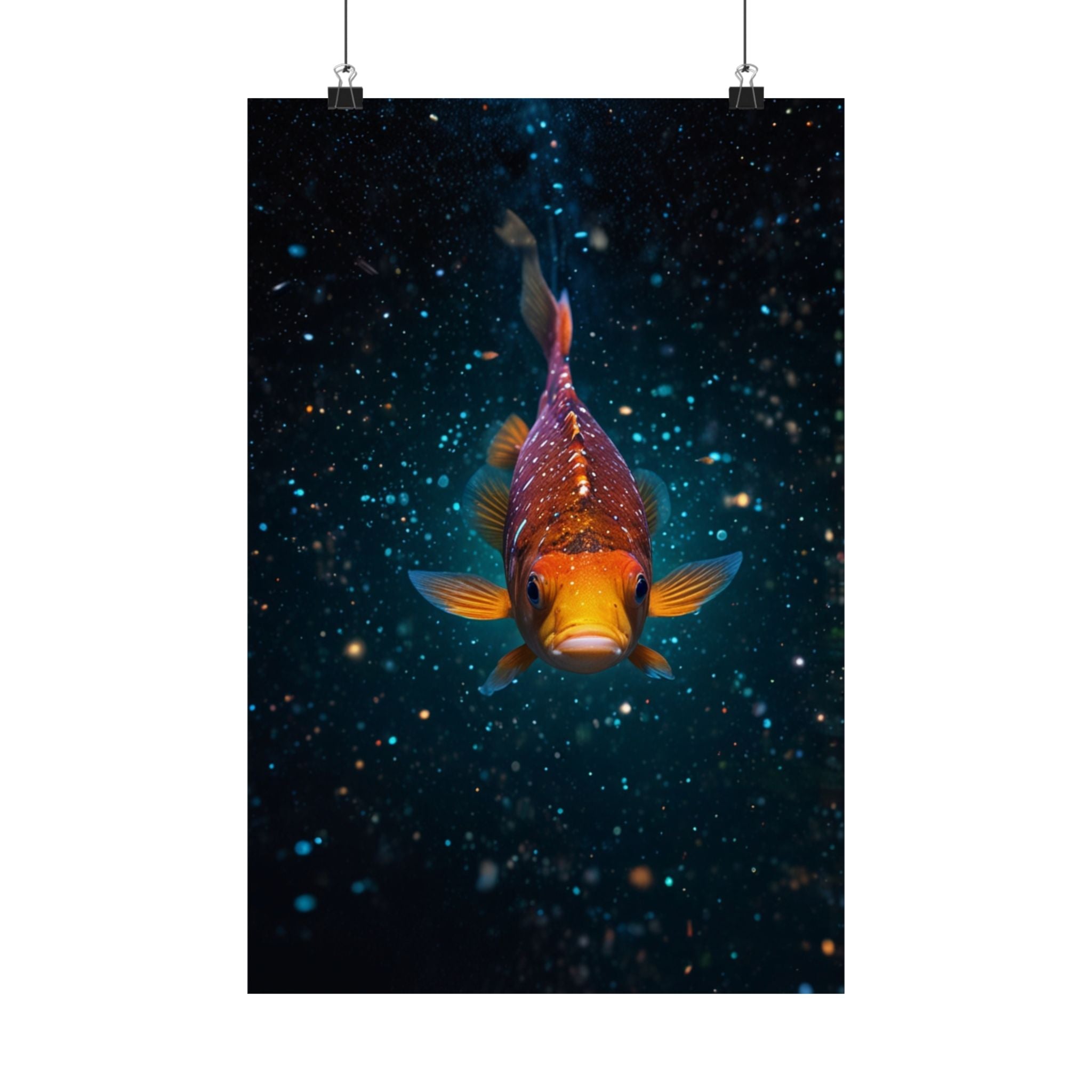 Koi Fish Satin Poster — Vibrant Underwater Galaxy Wall Art (300gsm)