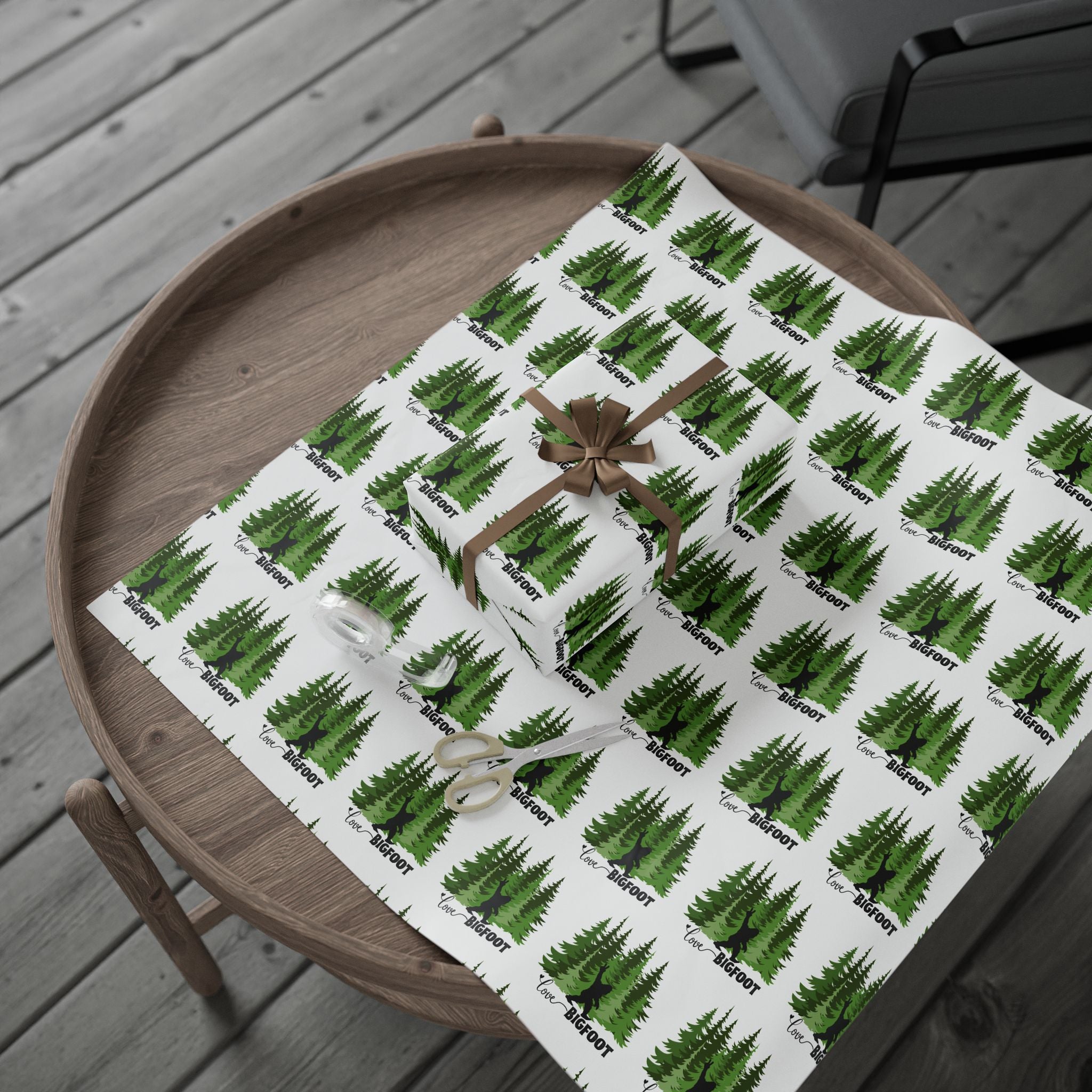 Bigfoot 'Love' Whispering Pines Wrapping Paper