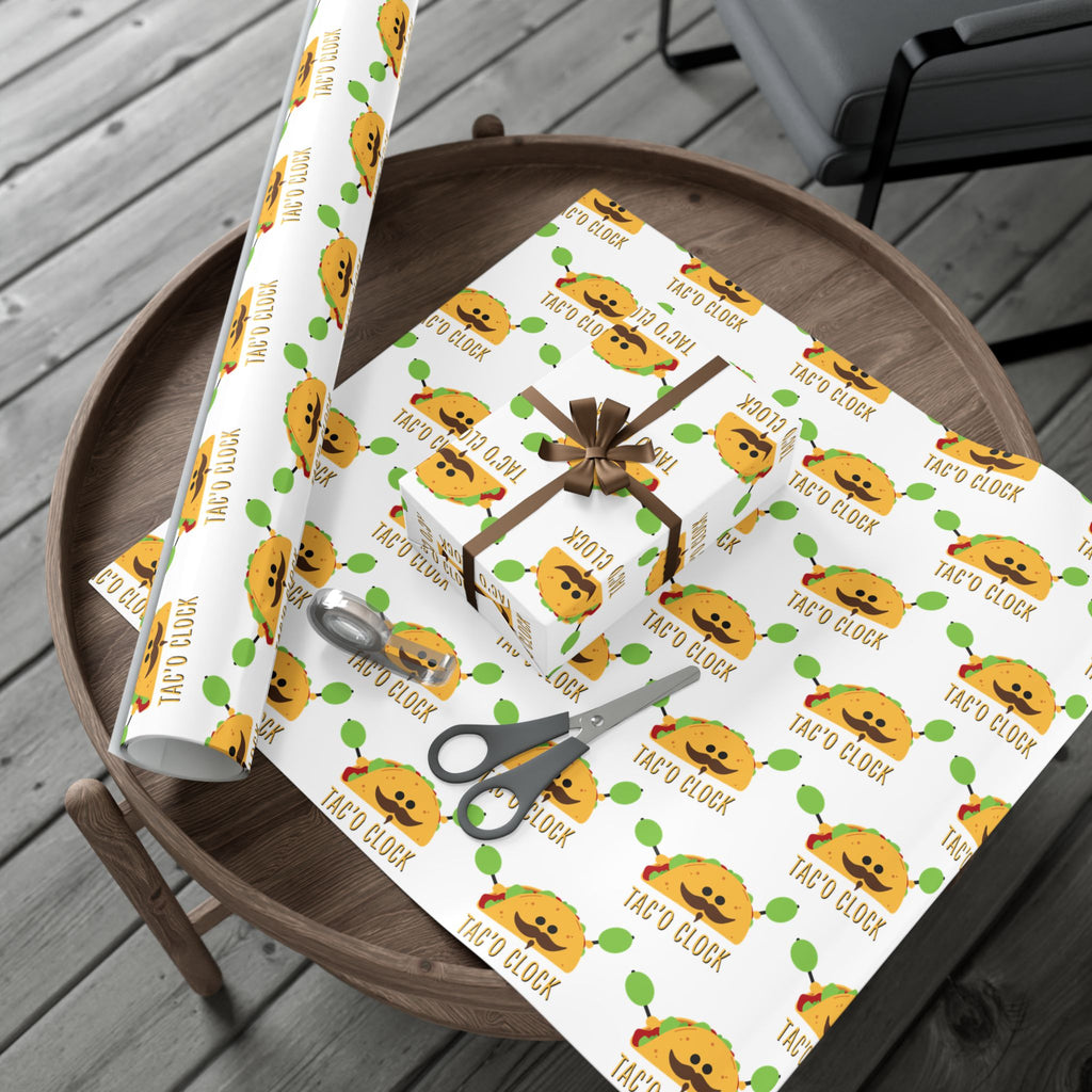 Taco Clock Gift Wrap Paper – Funny Taco Pattern Wrapping Paper for Fiesta, Holidays & Taco Nights!
