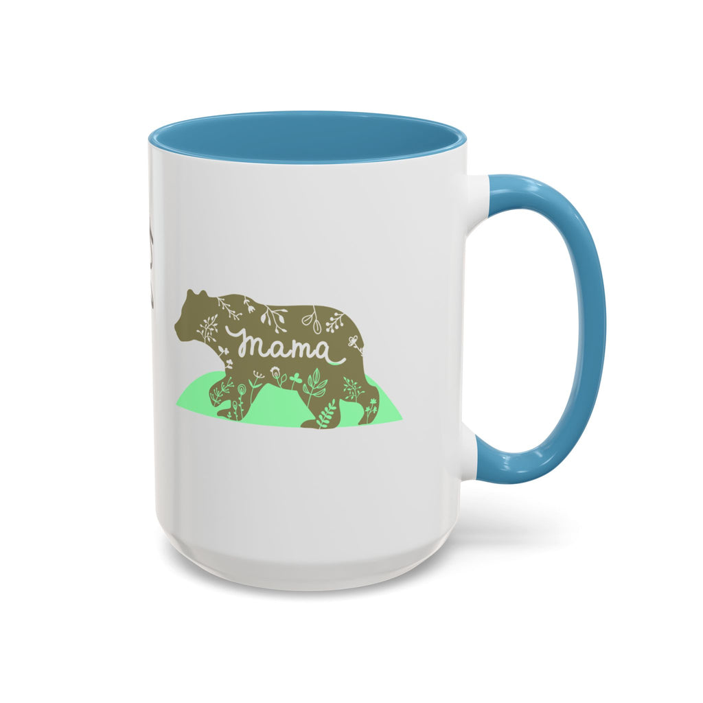 Mama Bear Accent Coffee Mug – Floral Bear Design, Mama Bear Gift (11/15 oz)