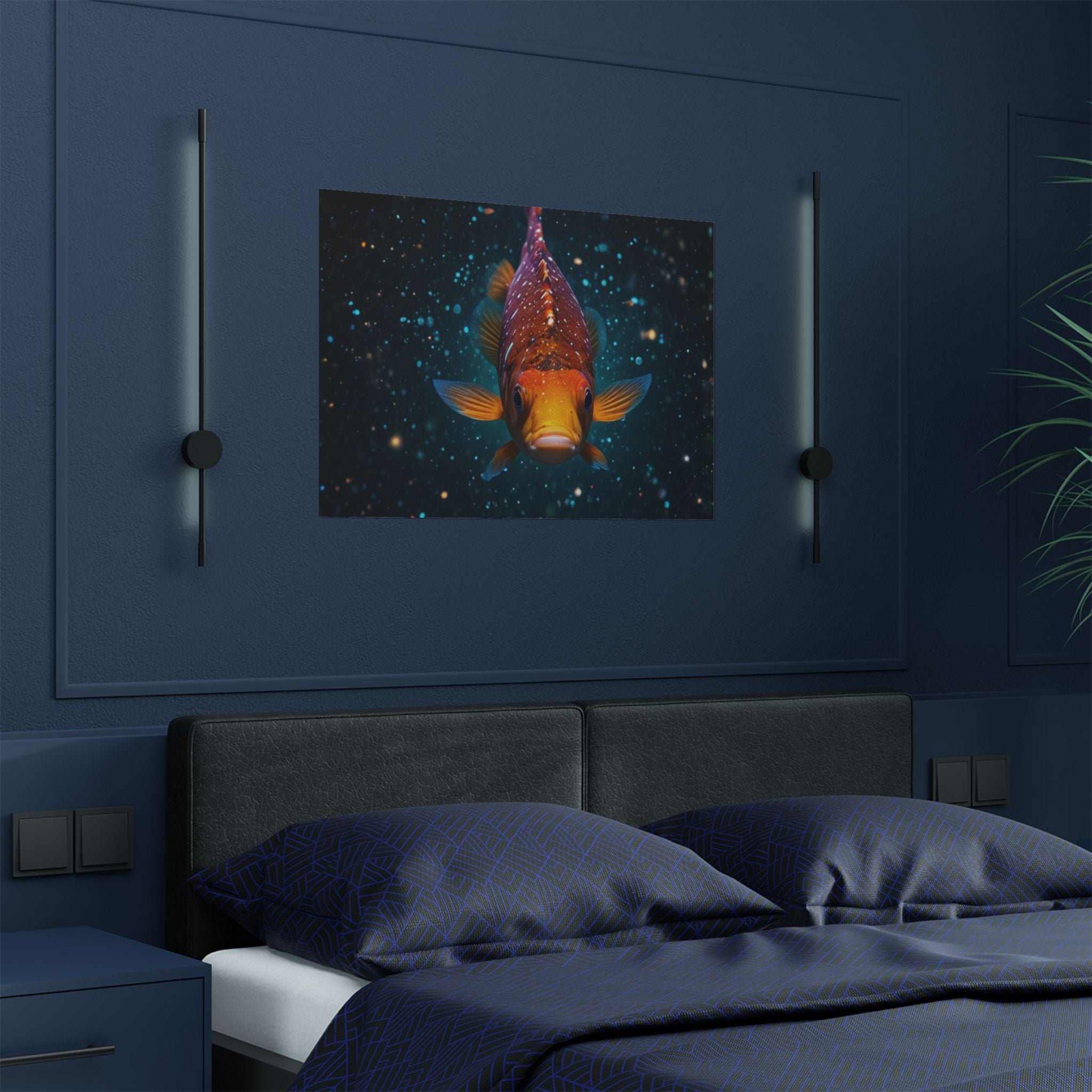 Koi Fish Satin Poster — Vibrant Underwater Galaxy Wall Art (300gsm)