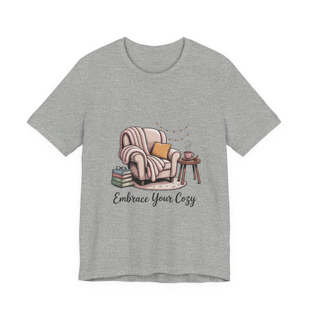 Cozy Reading Tee — "Embrace Your Cozy" Armchair Graphic T‑Shirt