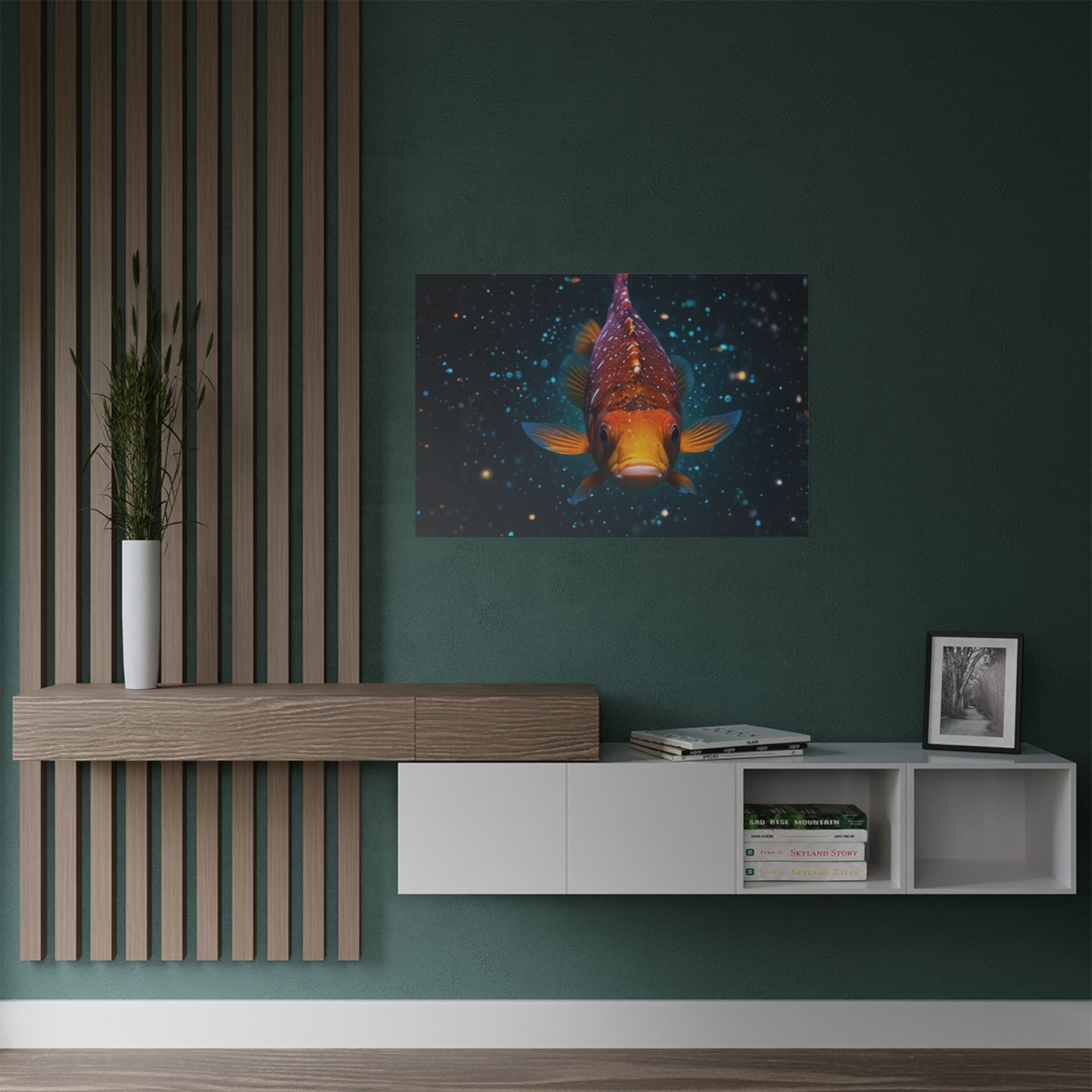 Koi Fish Satin Poster — Vibrant Underwater Galaxy Wall Art (300gsm)
