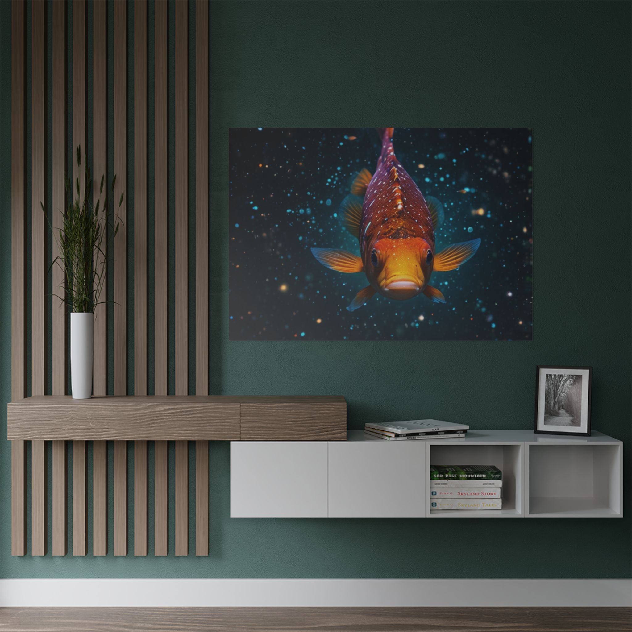 Koi Fish Satin Poster — Vibrant Underwater Galaxy Wall Art (300gsm)