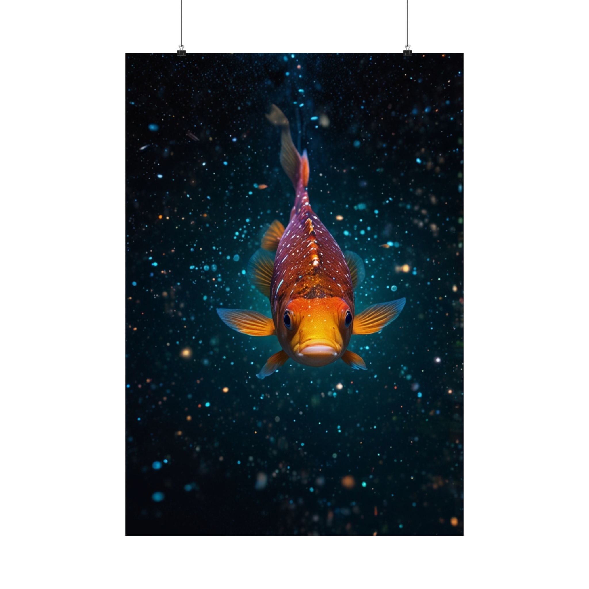 Koi Fish Satin Poster — Vibrant Underwater Galaxy Wall Art (300gsm)