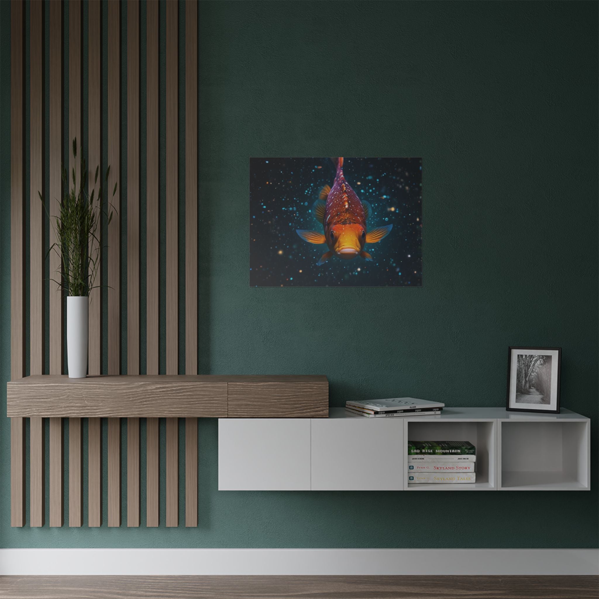 Koi Fish Satin Poster — Vibrant Underwater Galaxy Wall Art (300gsm)