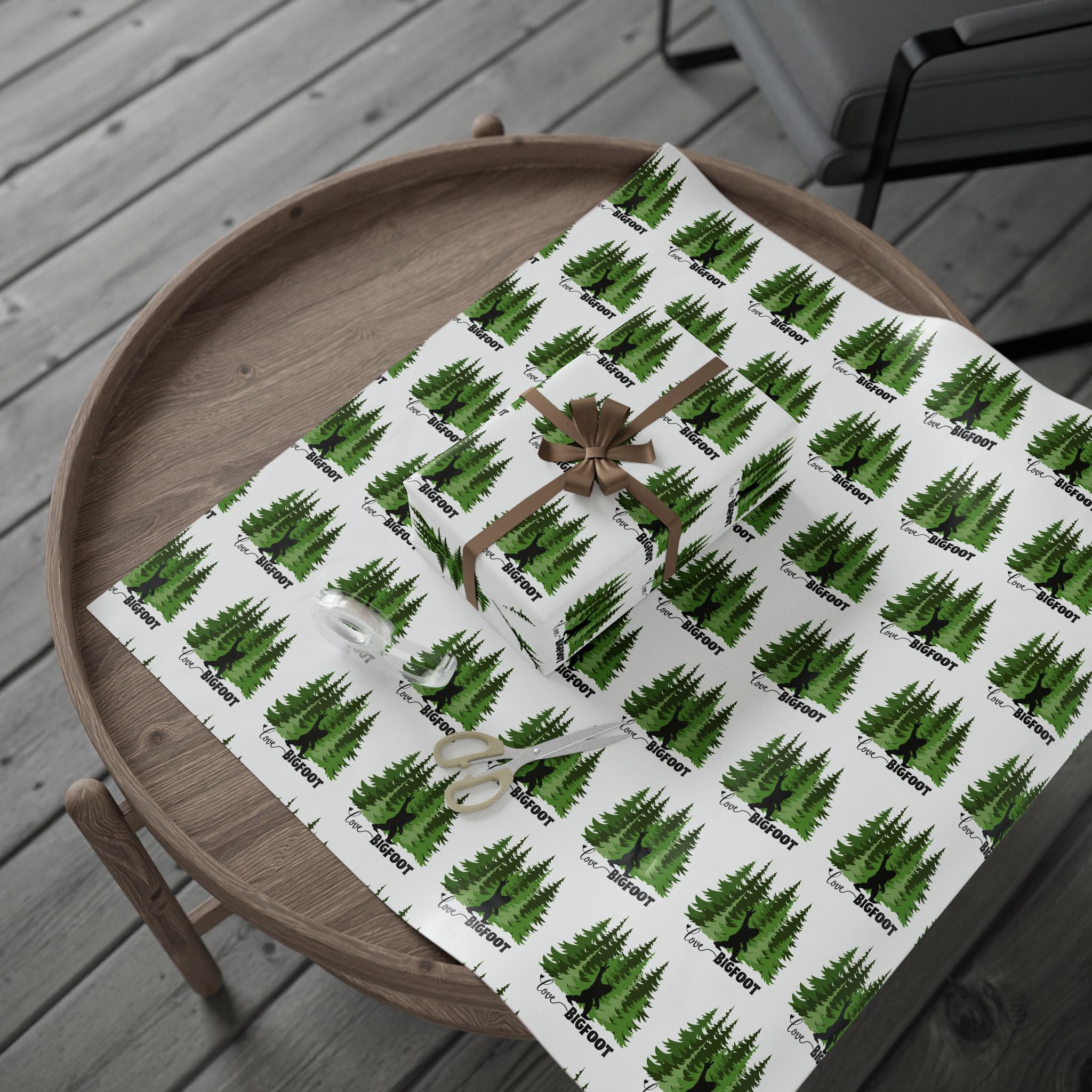 Bigfoot 'Love' Whispering Pines Wrapping Paper