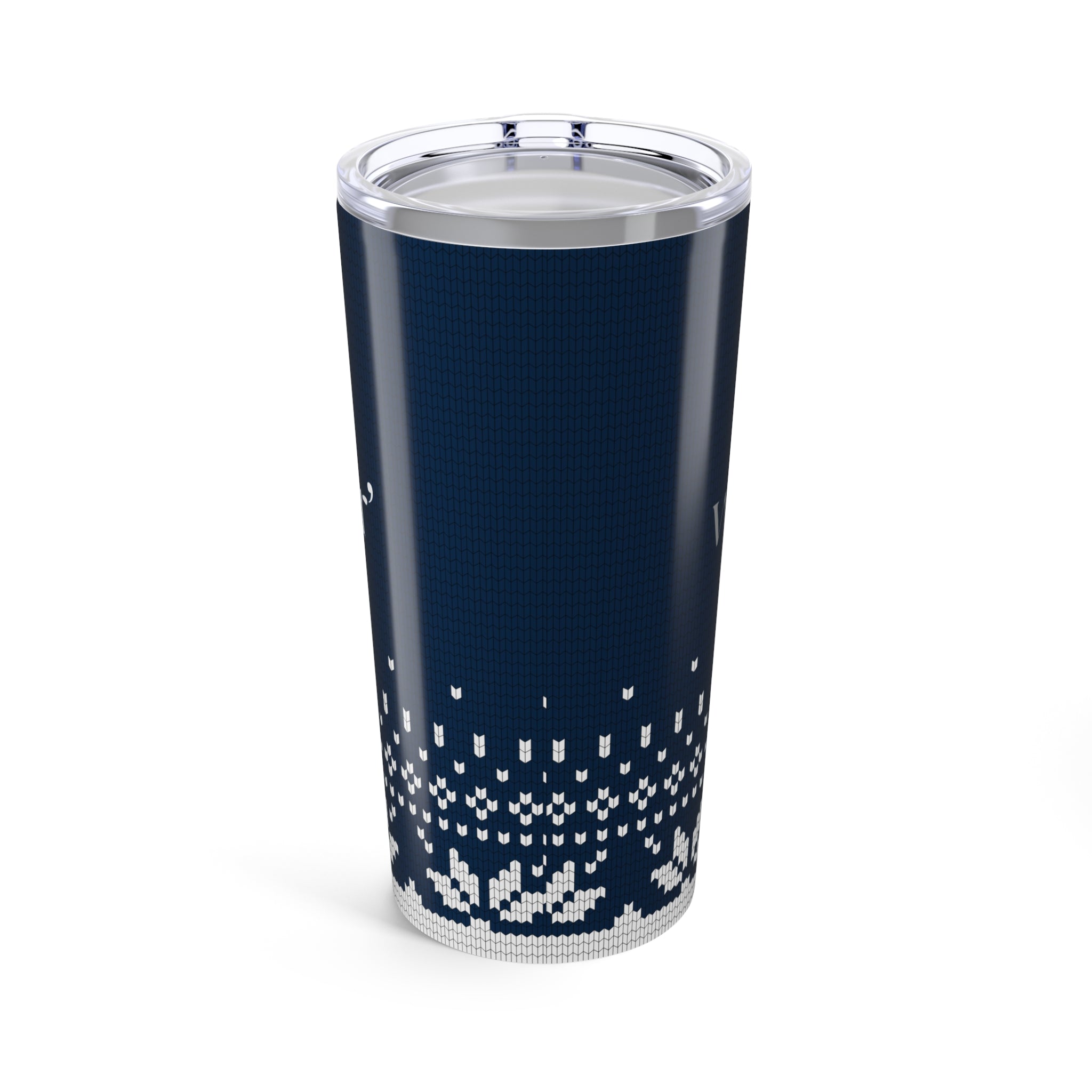 20oz Tumbler - 'My Favorite Sweater' Navy Holiday Knit Insulated Travel Cup