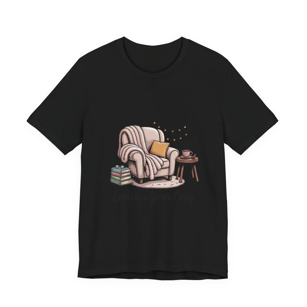 Cozy Reading Tee — "Embrace Your Cozy" Armchair Graphic T‑Shirt