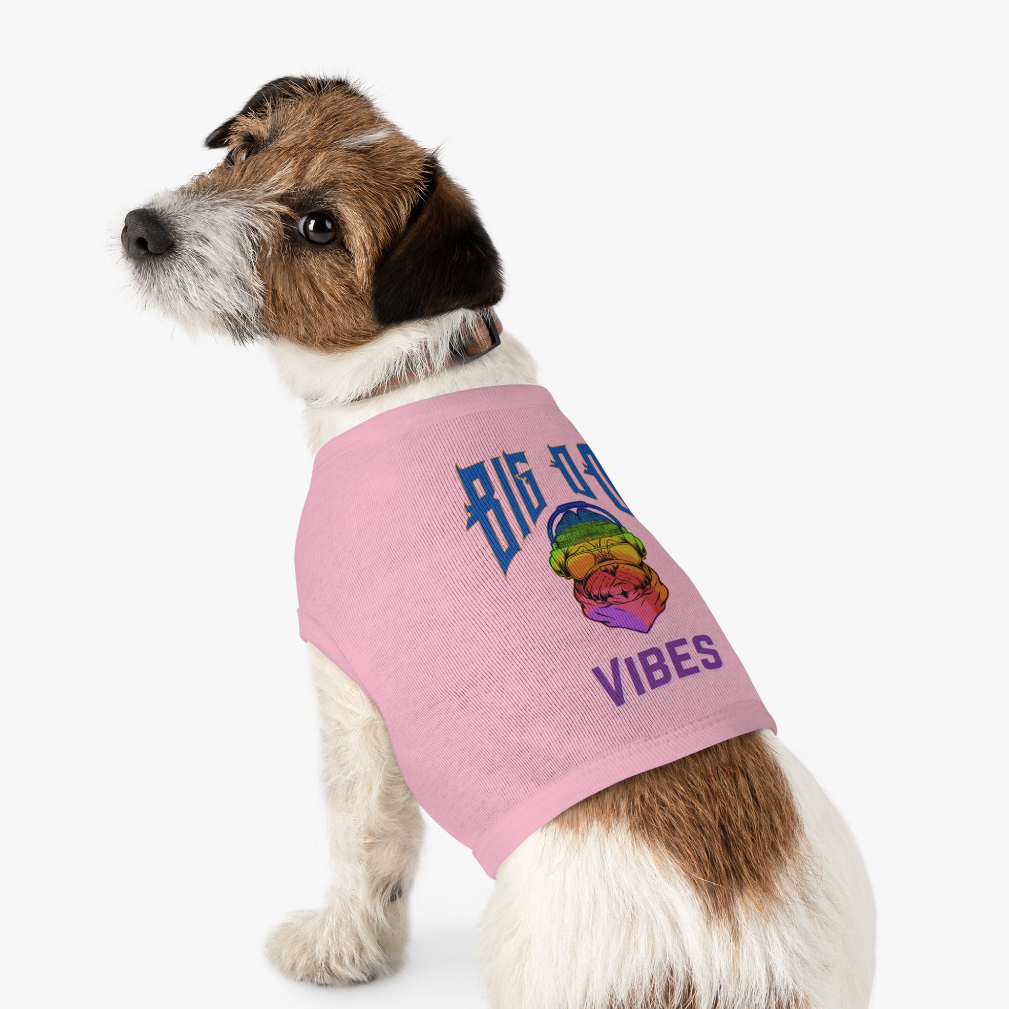 Big Dog Vibes Pet Tank - Rainbow Bulldog Graphic Dog Shirt