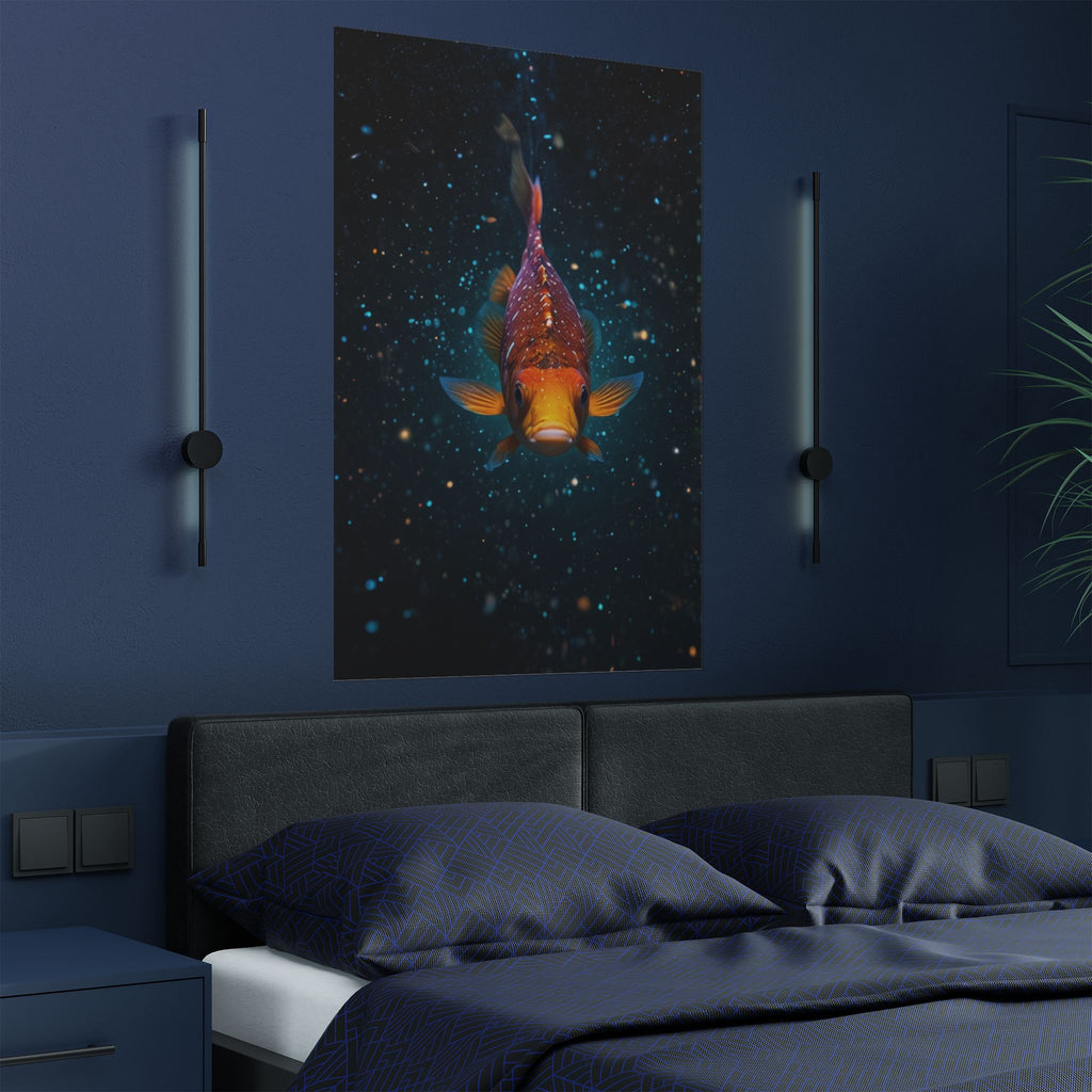 Koi Fish Satin Poster — Vibrant Underwater Galaxy Wall Art (300gsm)