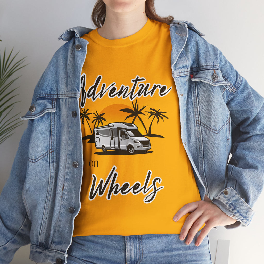 Adventure on Wheels RV T-shirt RV Gift Unisex Heavy Cotton Tee
