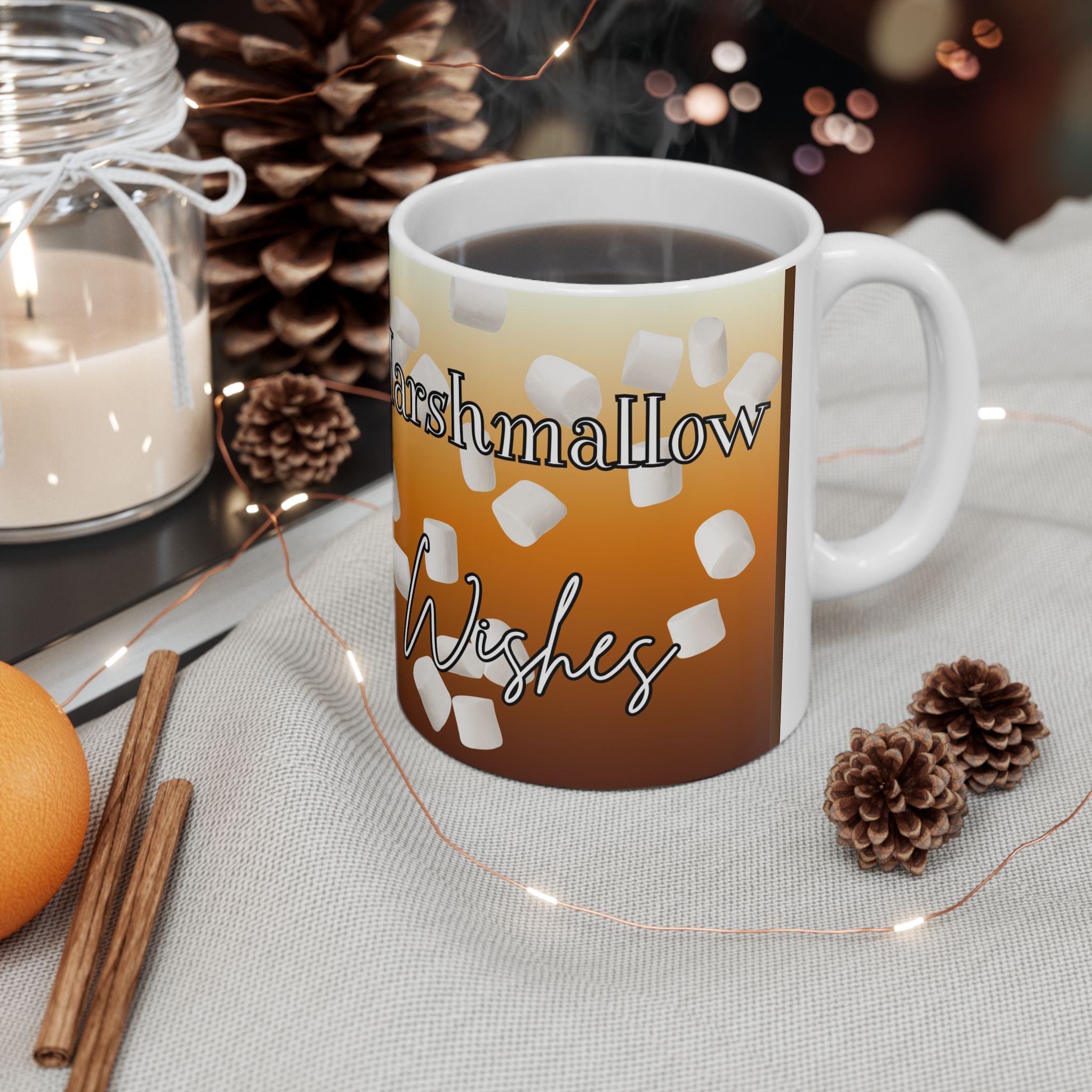 Hot Cocoa & Marshmallows Ceramic Mug — Cozy Winter Coffee Cup (11oz/15oz)