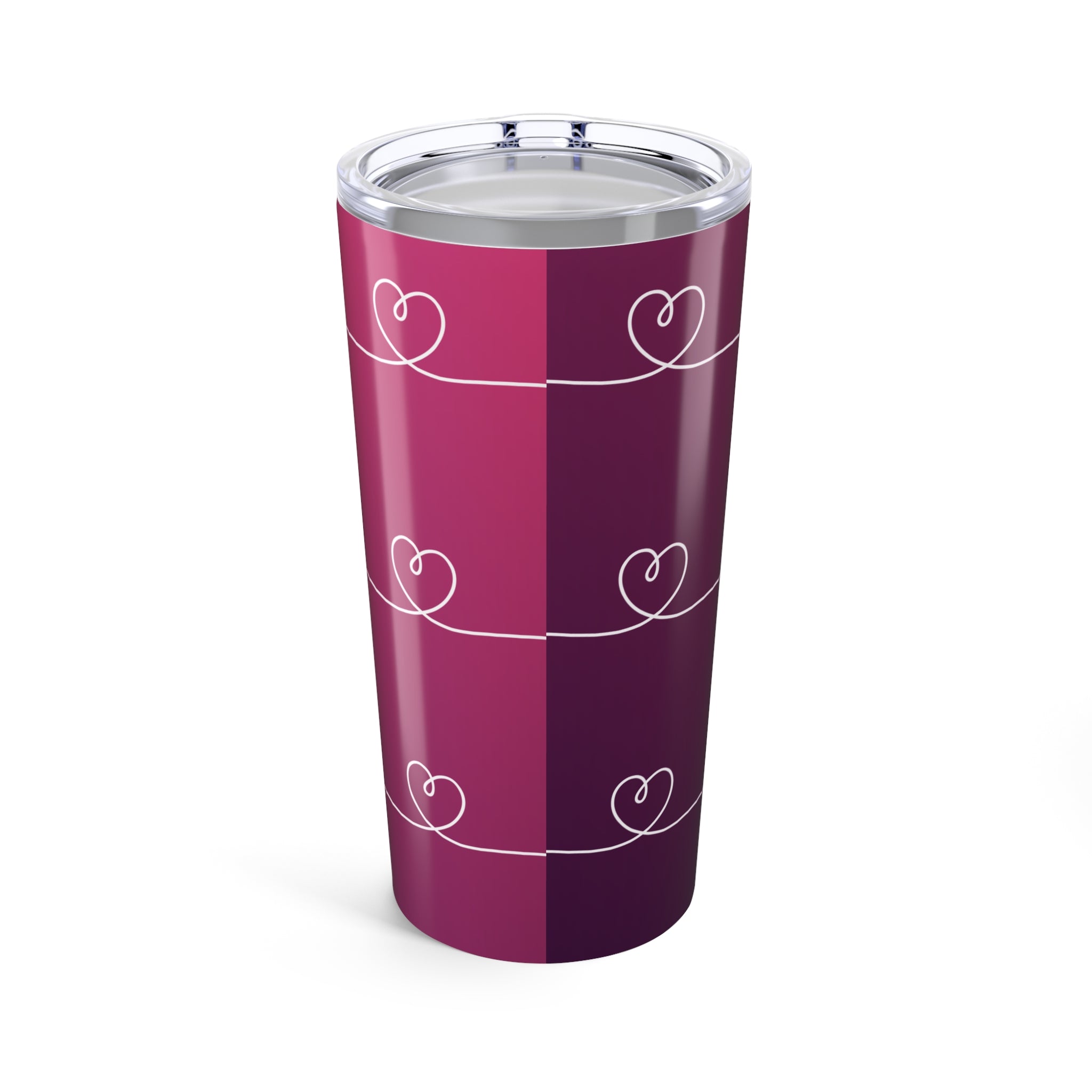 Love You Script 20oz Tumbler — Heart Stripe Insulated Travel Cup