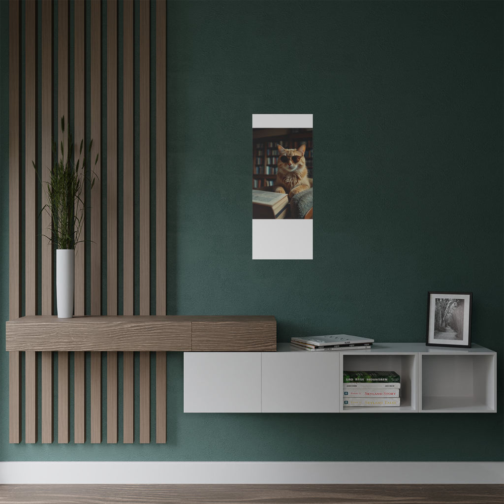 Cool Cat Reading Poster — Retro Sunglasses Cat Art Print (Satin Poster)