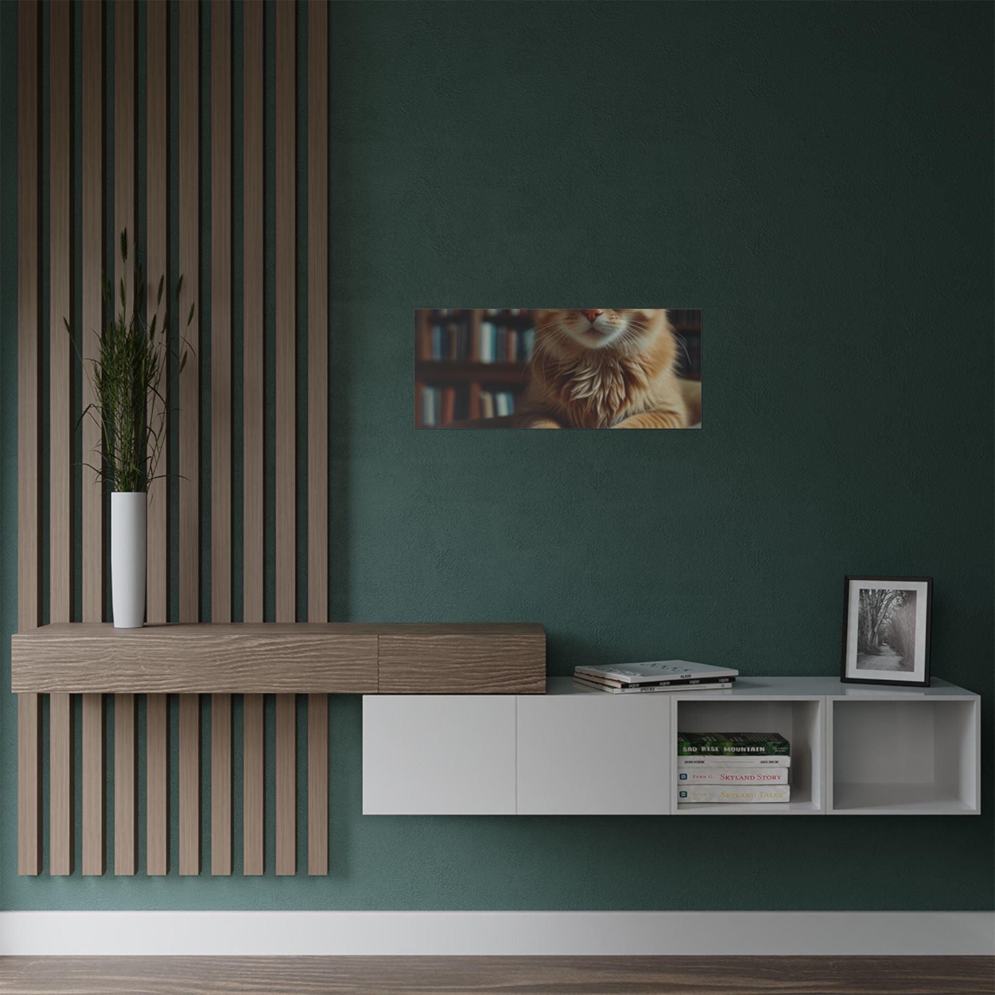 Cool Cat Reading Poster — Retro Sunglasses Cat Art Print (Satin Poster)