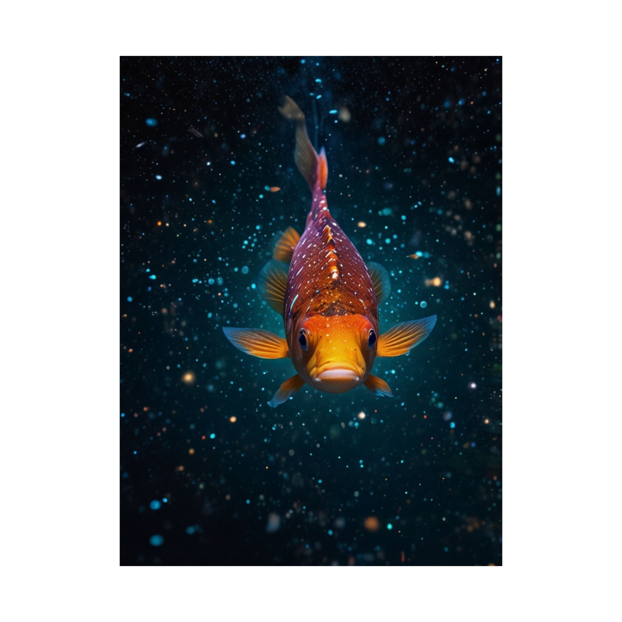Koi Fish Satin Poster — Vibrant Underwater Galaxy Wall Art (300gsm)
