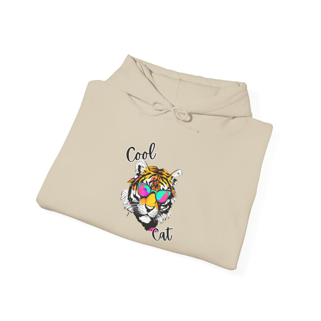 Cool Cat Hoodie — Colorful Sunglasses Tiger Graphic Sweatshirt