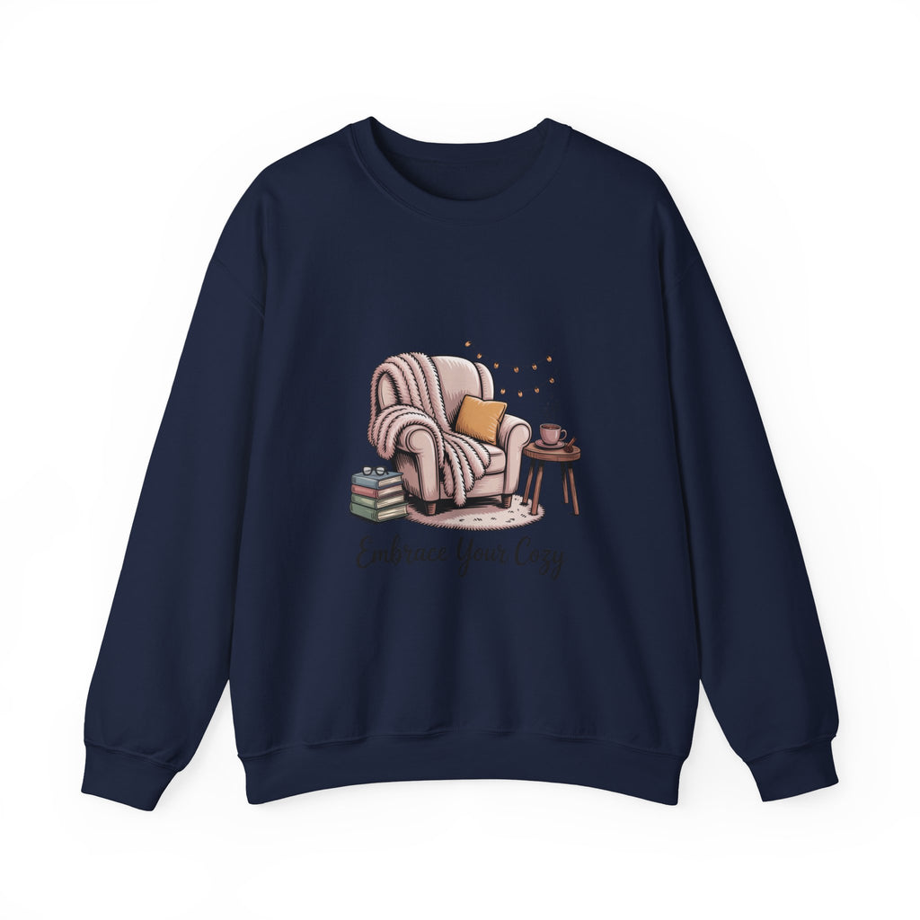 Cozy Reading Chair Sweatshirt — "Embrace Your Cozy" Crewneck