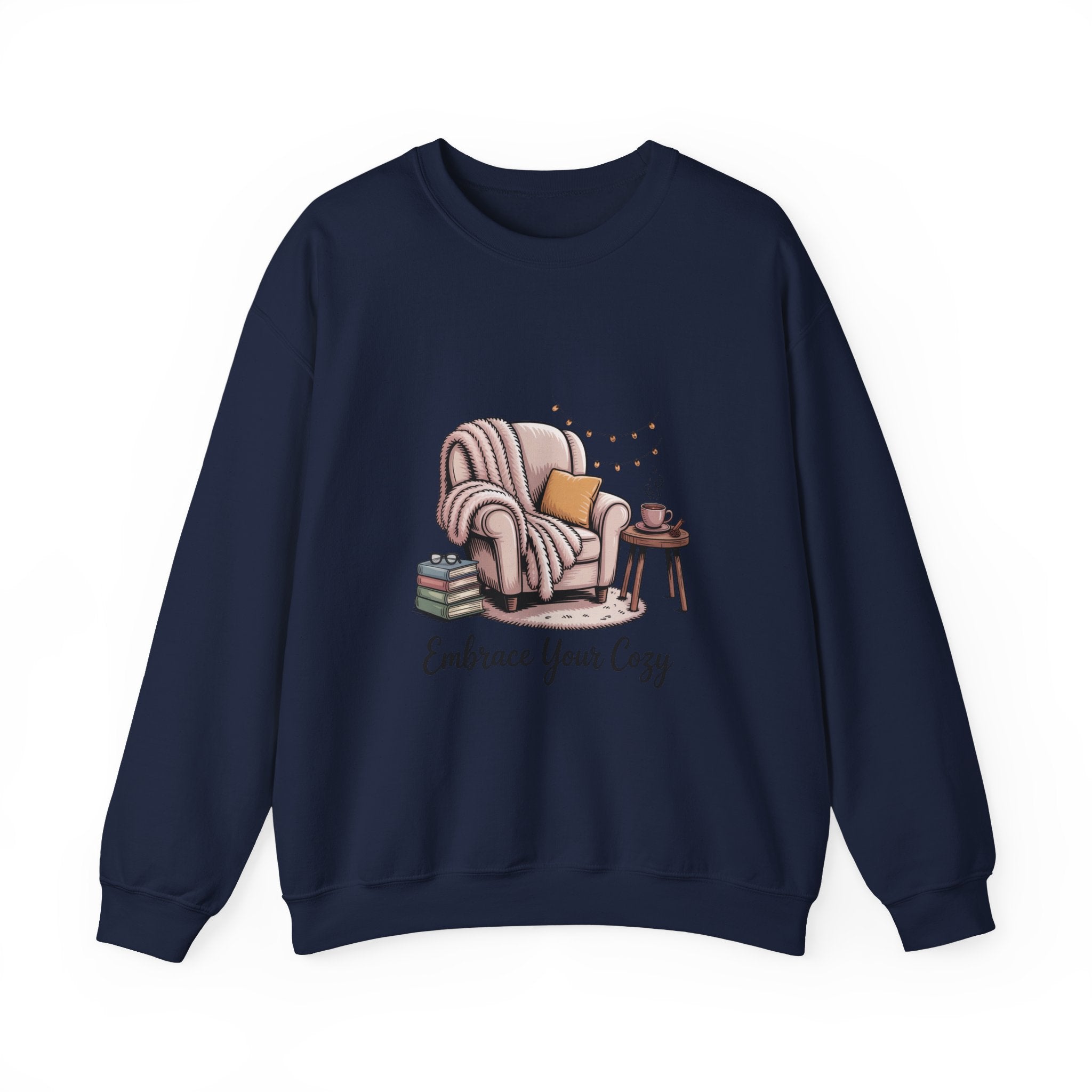 Cozy Reading Chair Sweatshirt — "Embrace Your Cozy" Crewneck