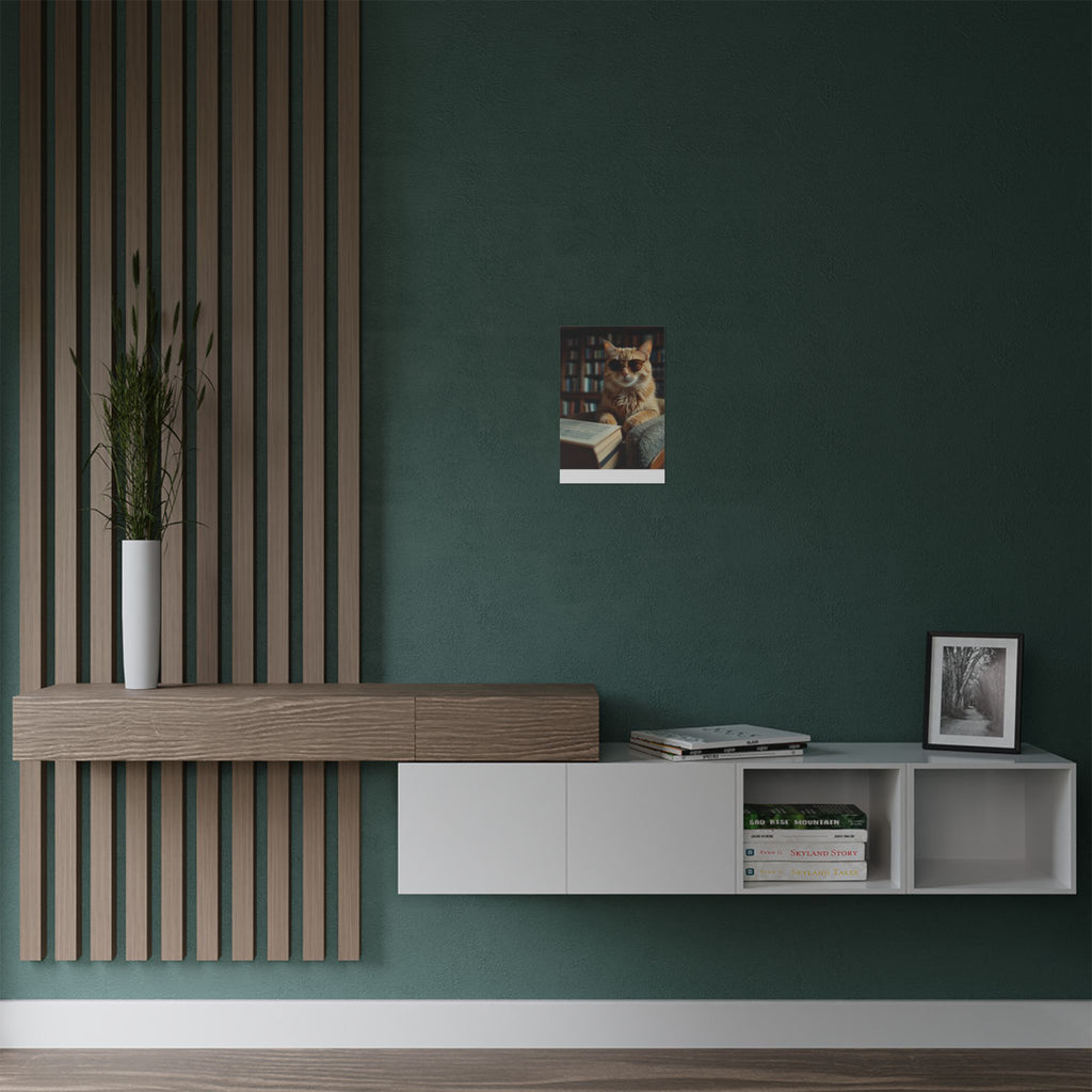 Cool Cat Reading Poster — Retro Sunglasses Cat Art Print (Satin Poster)