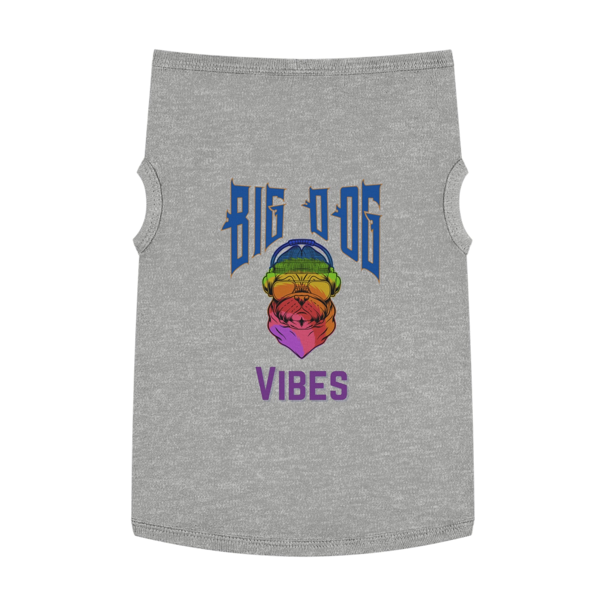 Big Dog Vibes Pet Tank - Rainbow Bulldog Graphic Dog Shirt