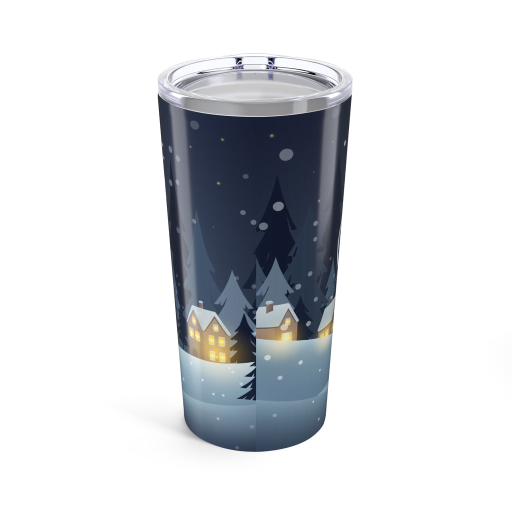 20oz Winter Village Tumbler — 'Hibernate mode: Activated' Snowy Night Insulated Cup